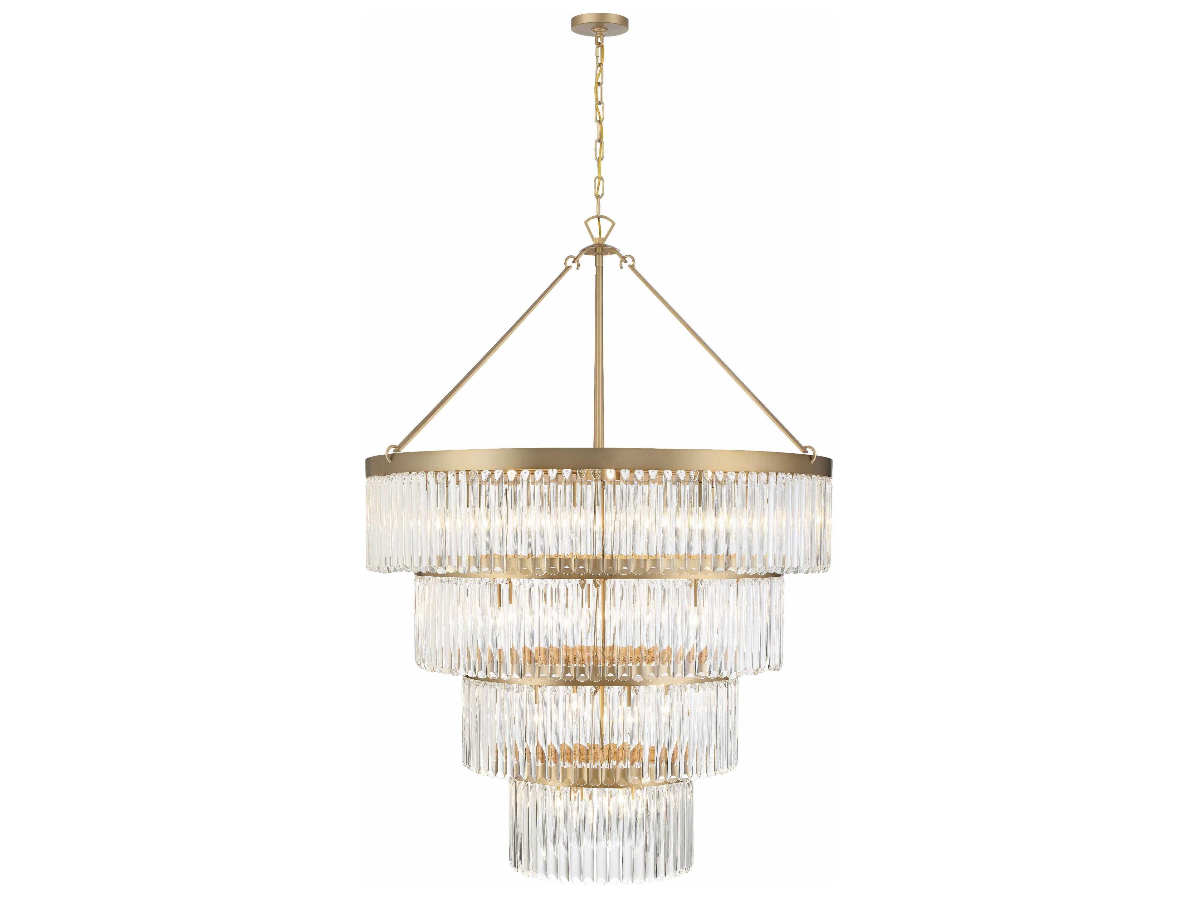 Crystorama Emory 22-Light Modern Gold Crystal Drum Chandelier