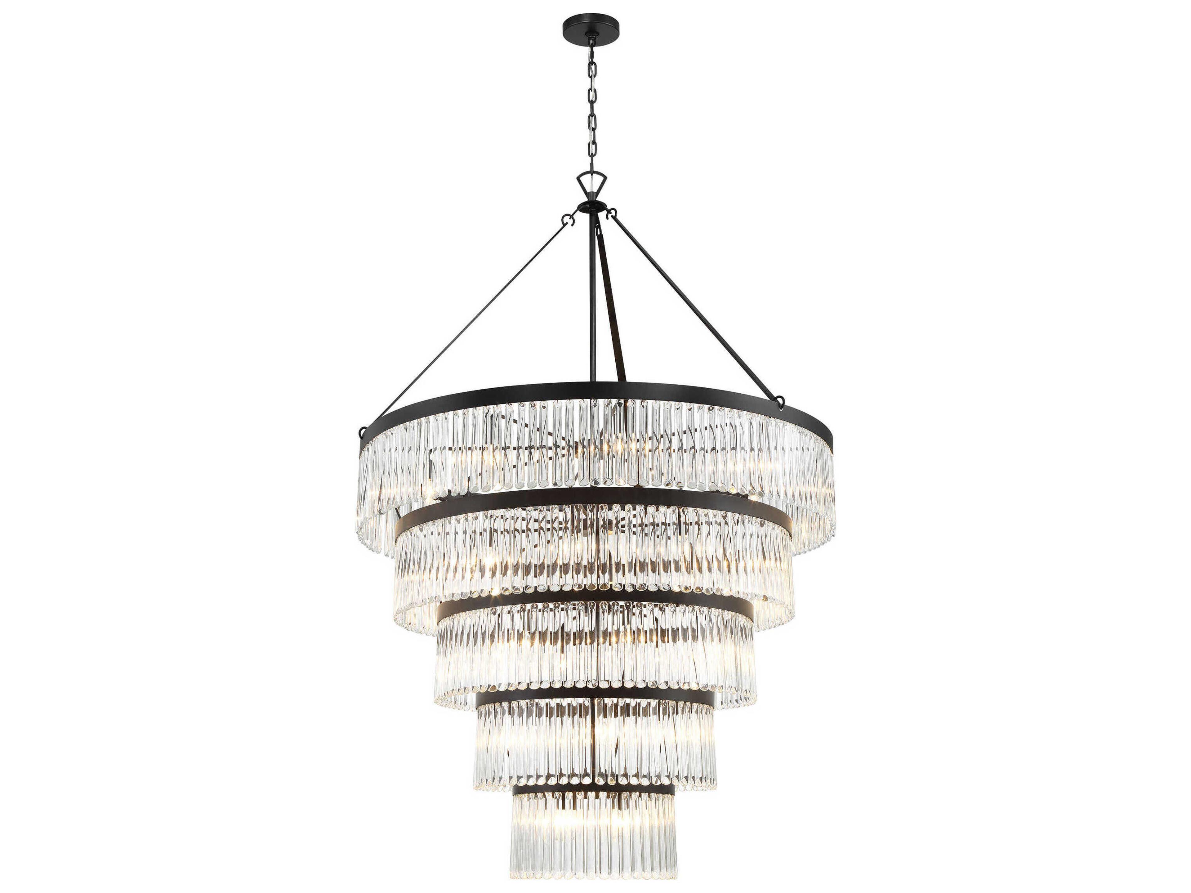 Crystorama Emory 30-Light Black Forged Tiered Chandelier