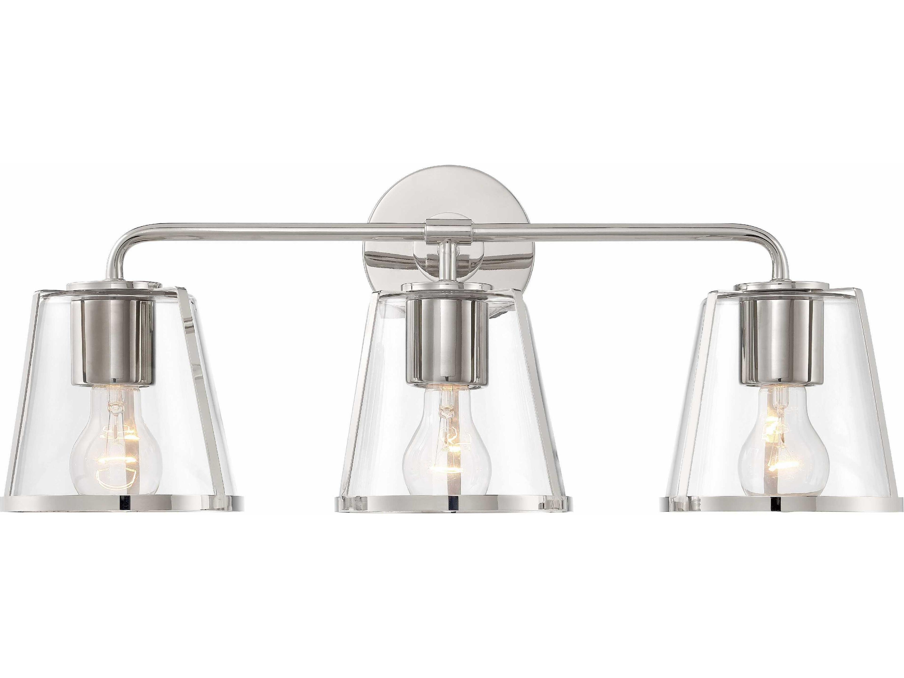 Crystorama Fulton 3-Light Polished Nickel Glass Vanity Light