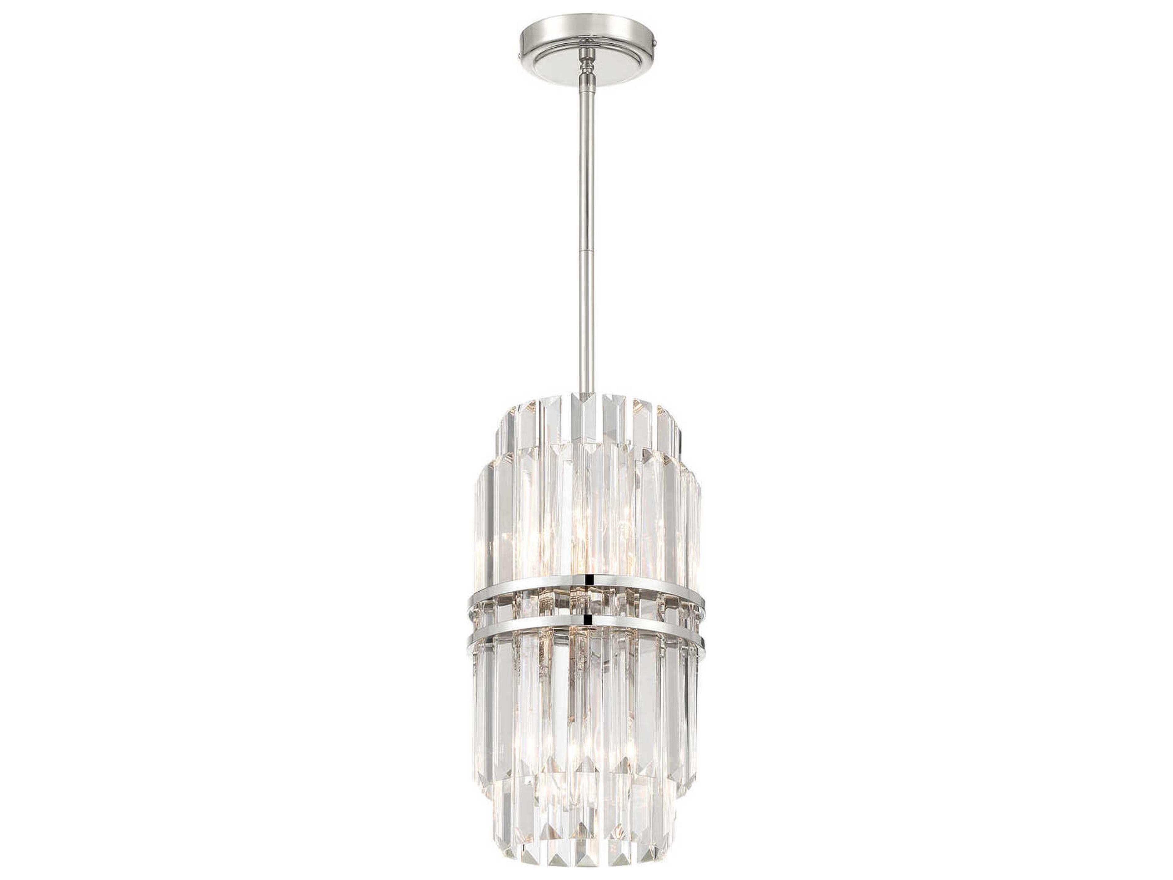 Crystorama Hayes 4-Light Polished Nickel Cylinder Mini Pendant
