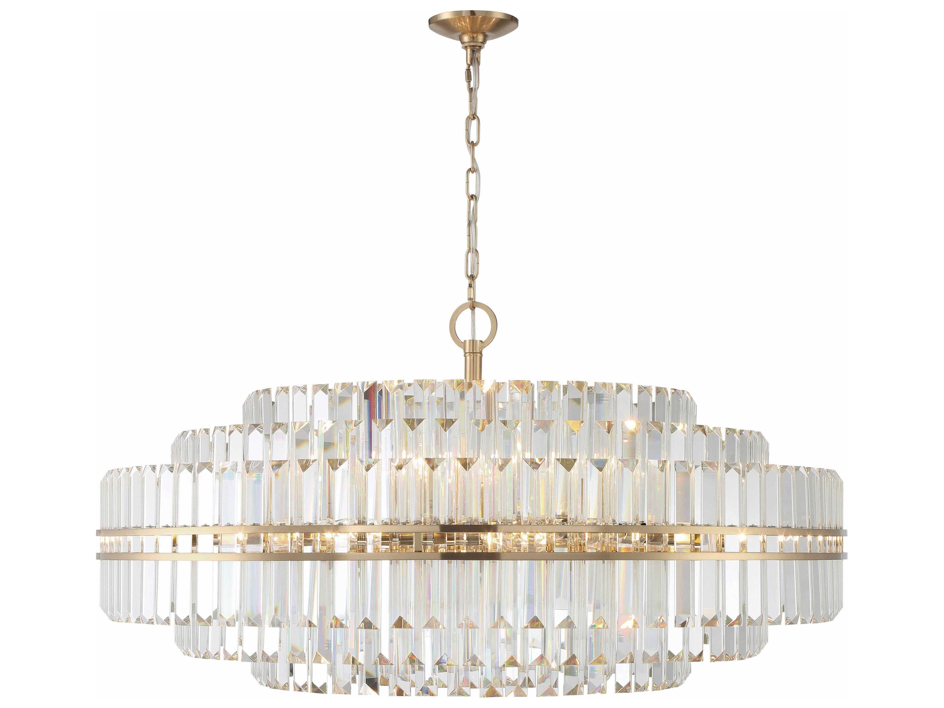 Crystorama Hayes 32-Light Aged Brass Crystal Candelabra Chandelier