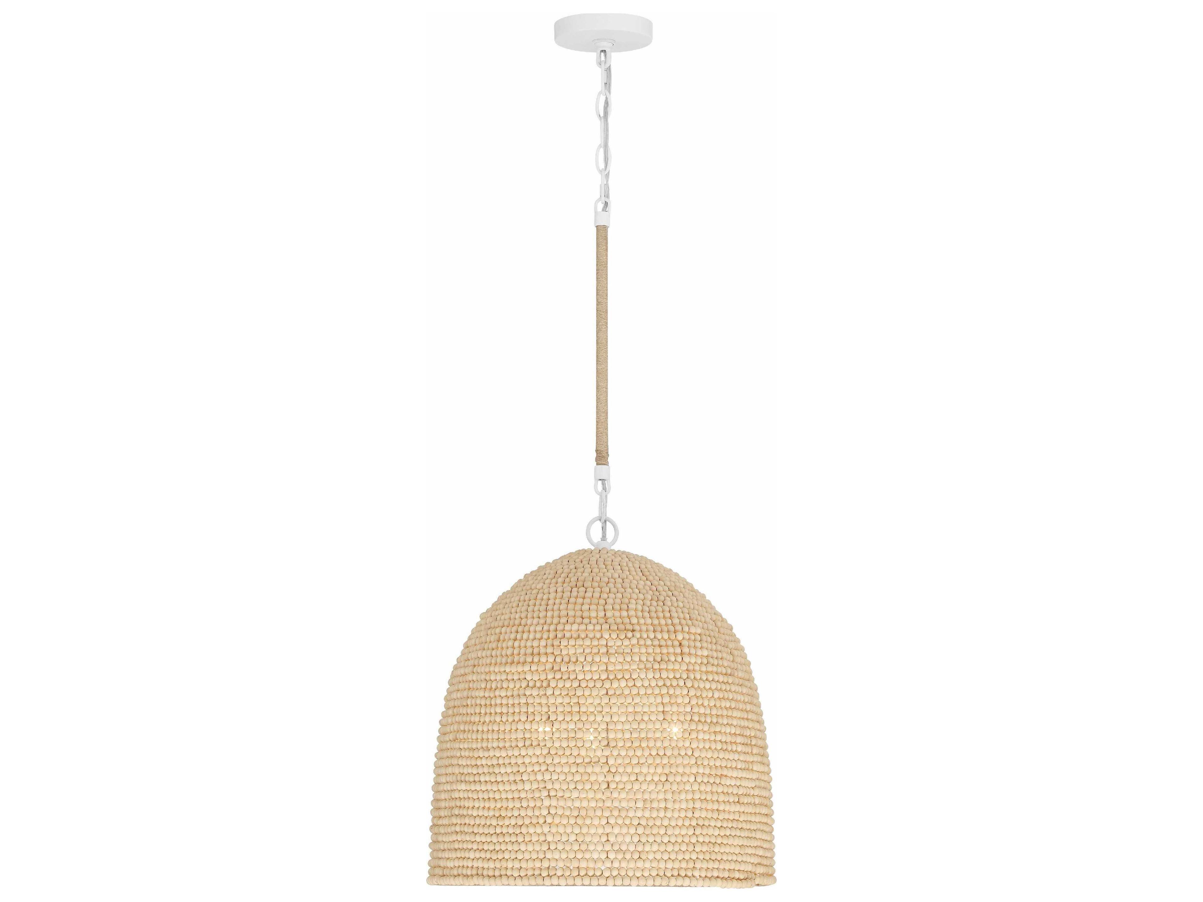 Crystorama Jasper 3-Light Matte White Wood Dome Pendant