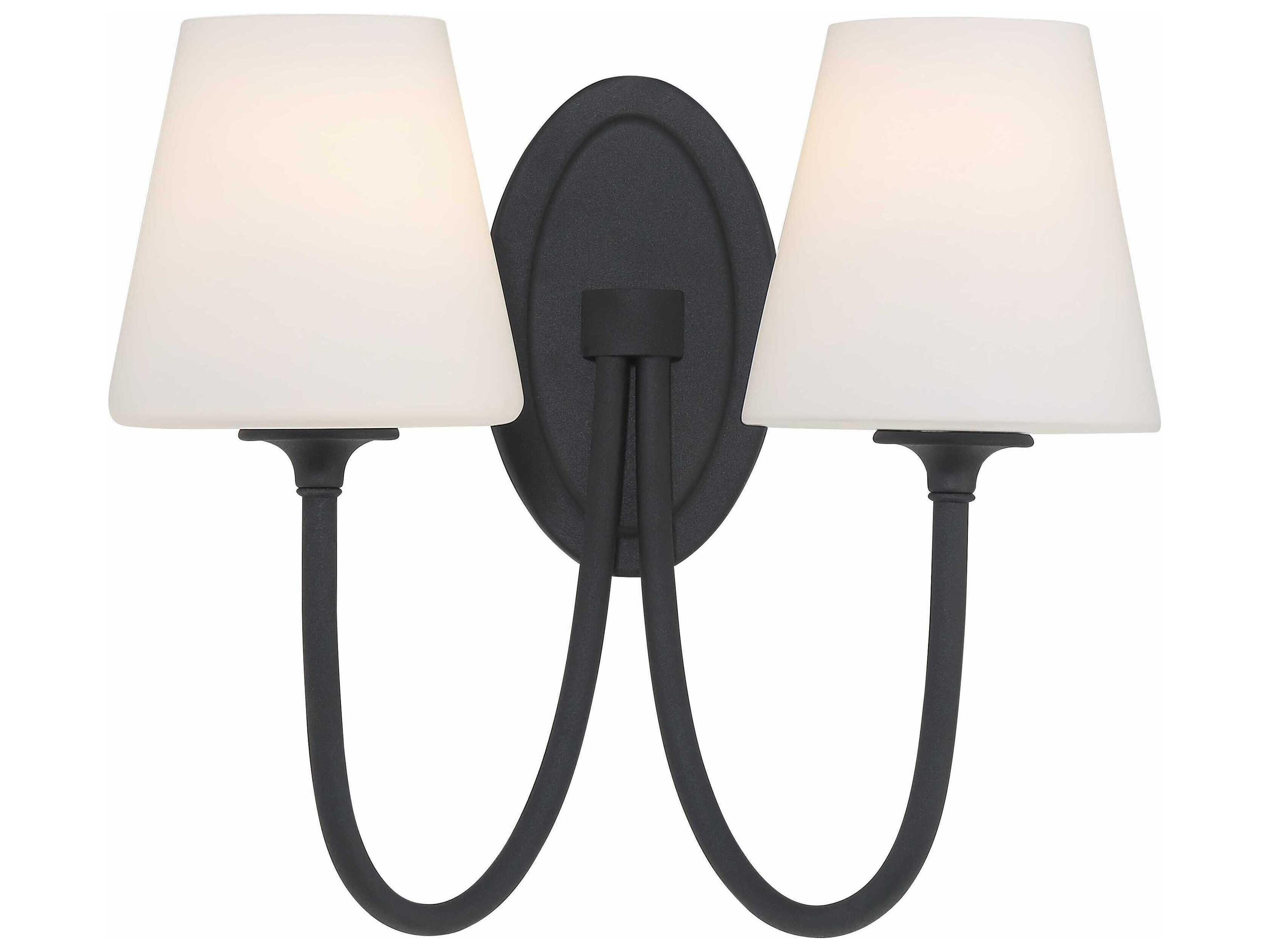 Crystorama Juno 2-Light Black Forged Glass Wall Sconce