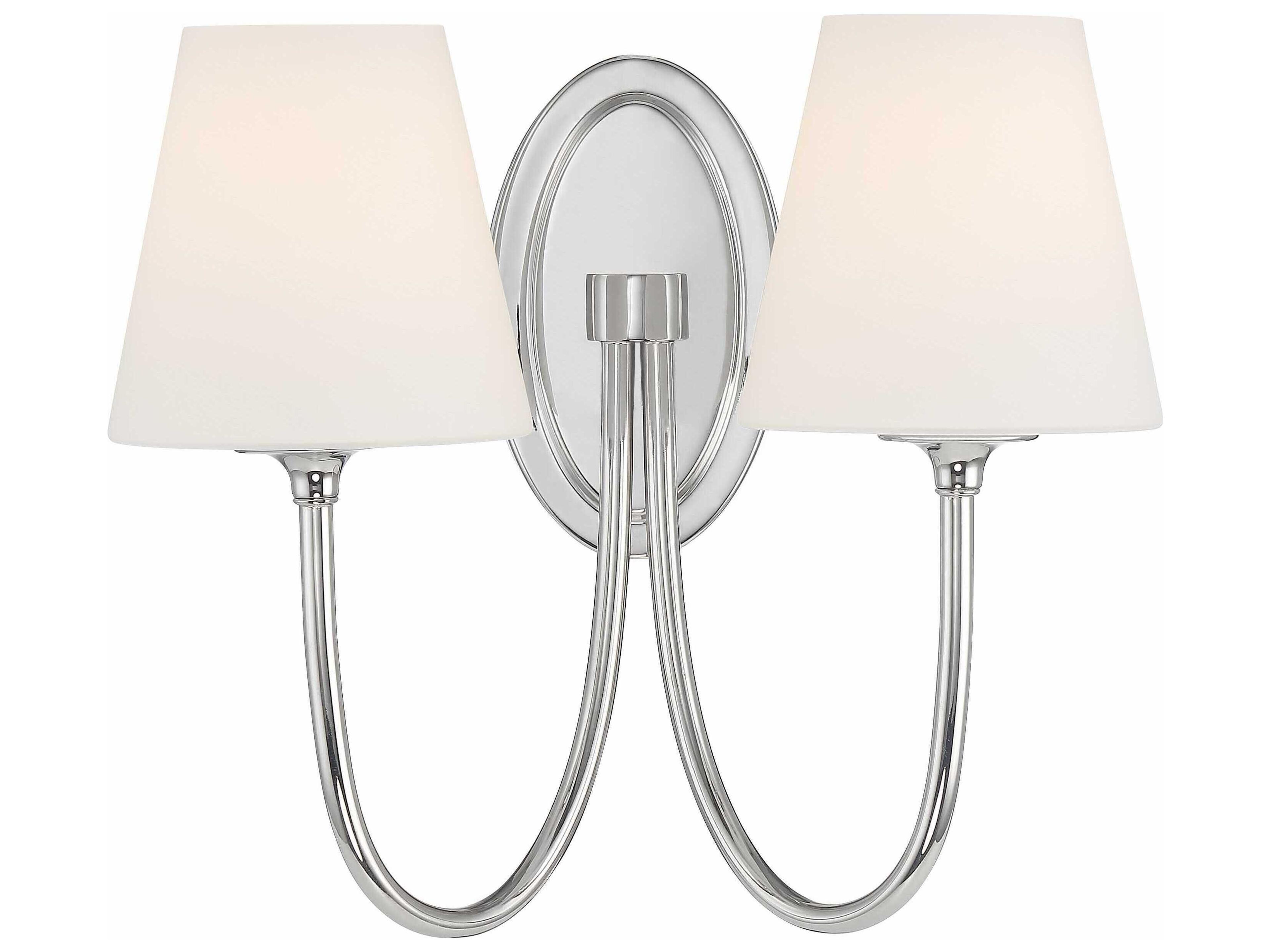 Crystorama Juno 2-Light Polished Nickel Glass Wall Sconce