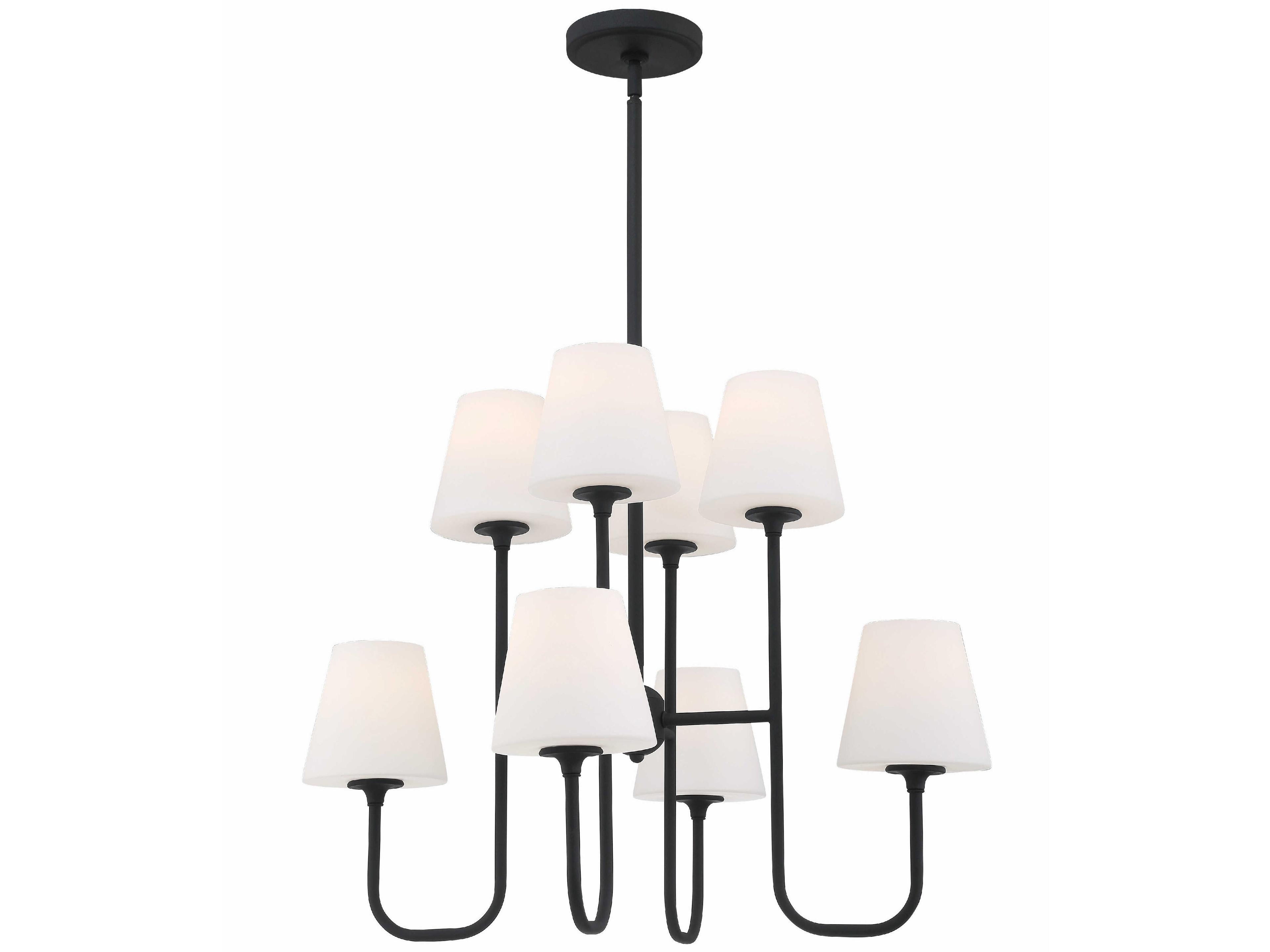 Crystorama Keenan 8-Light Black Forged Glass Empire Chandelier