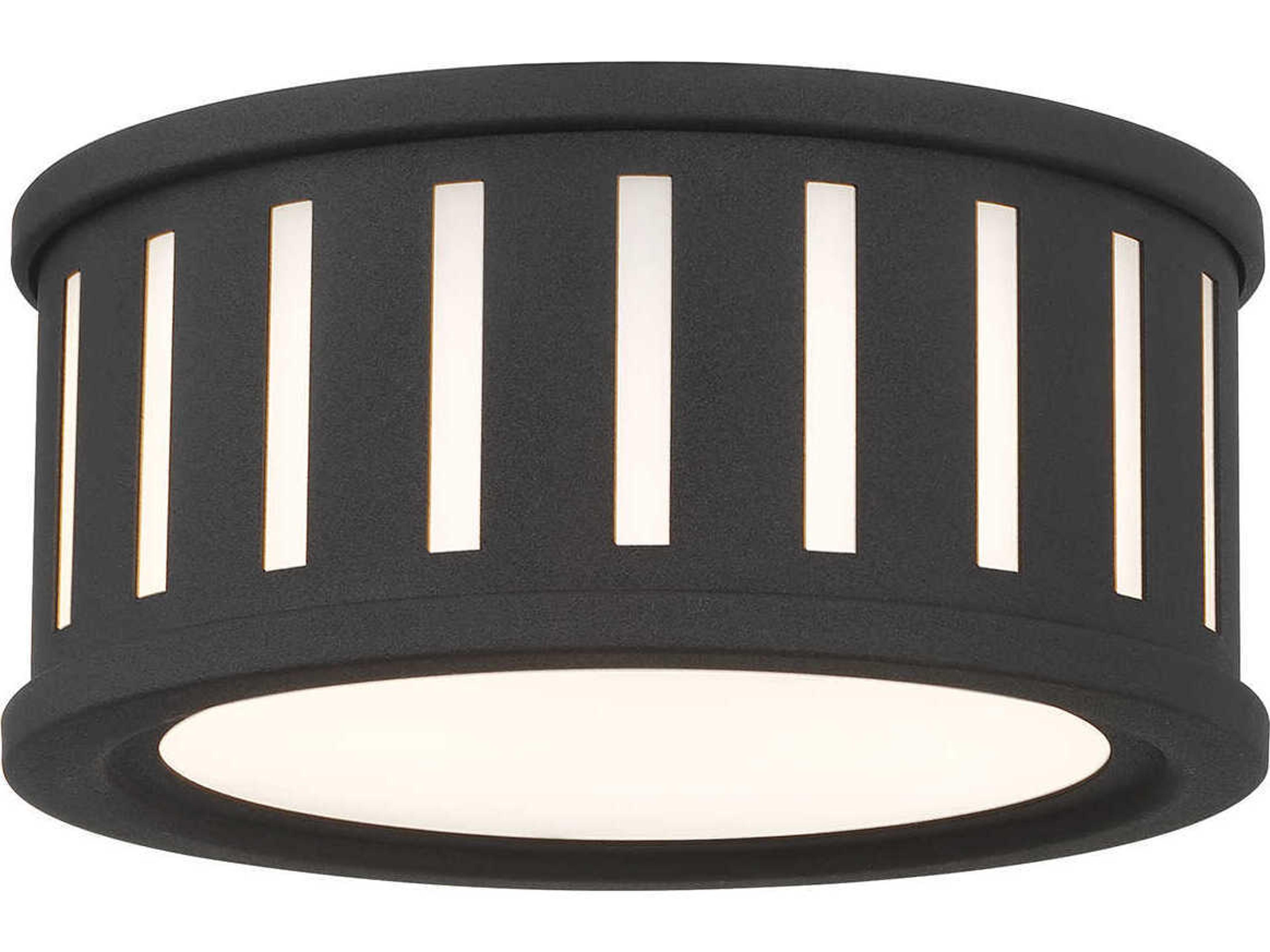 Crystorama Kendal 2-Light Black Forged Drum Flush Mount