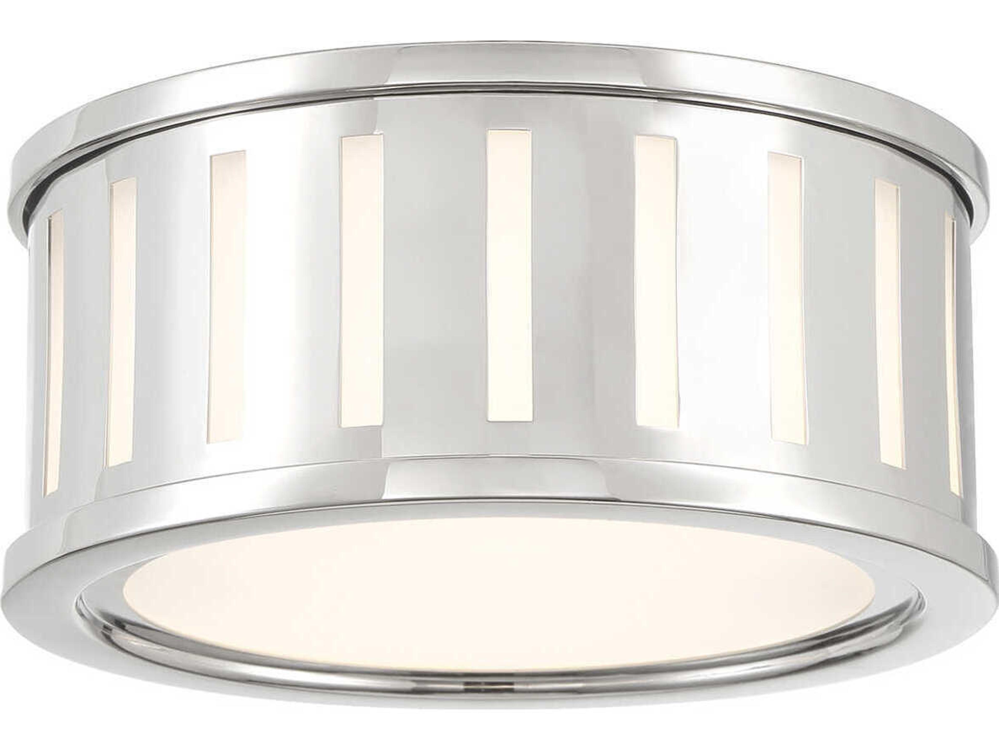 Crystorama Kendal 2-Light Polished Nickel Drum Flush Mount