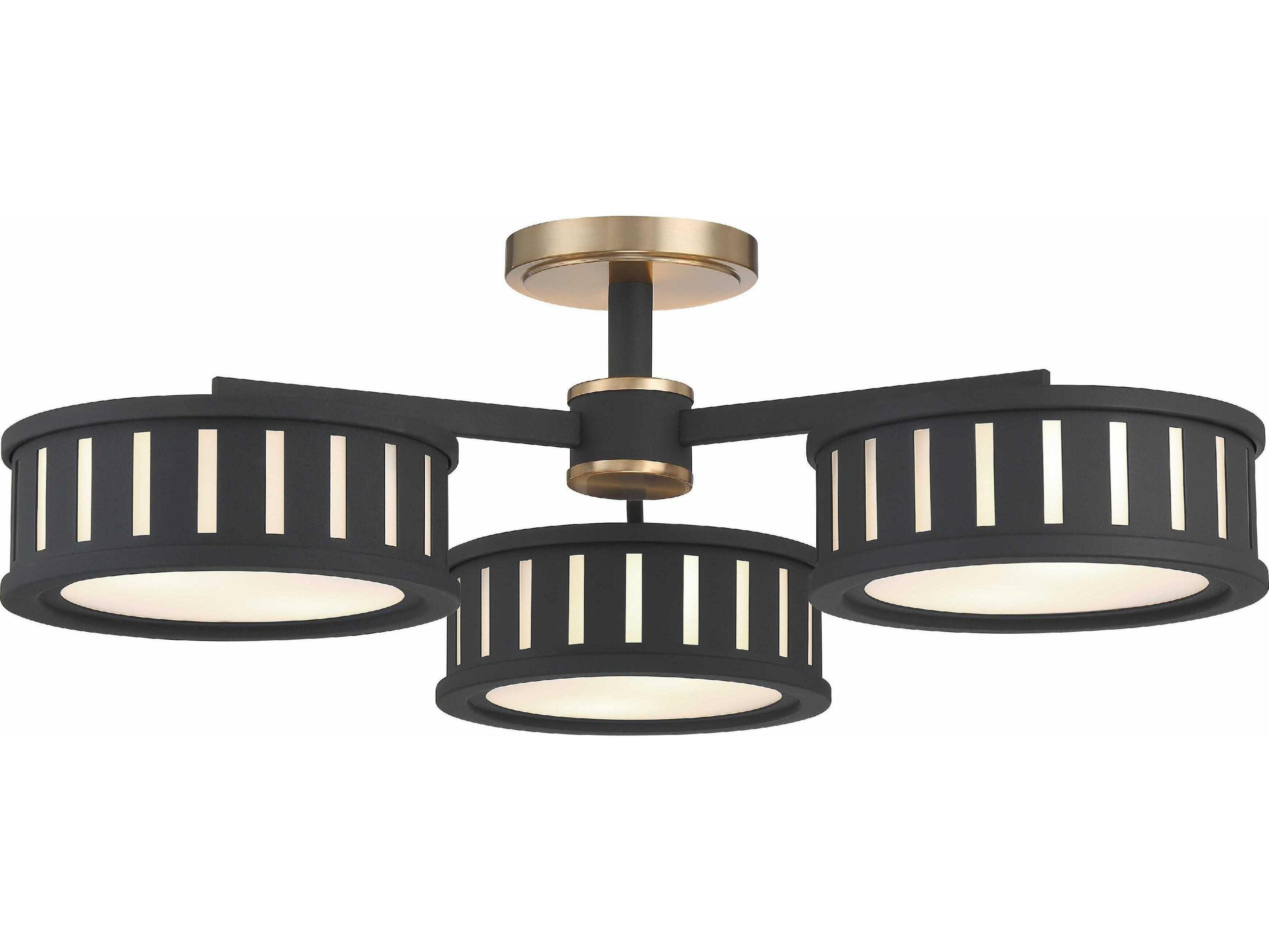 Crystorama Kendal 6-Light Vibrant Gold Black Forged Glass Drum Semi Flush Mount