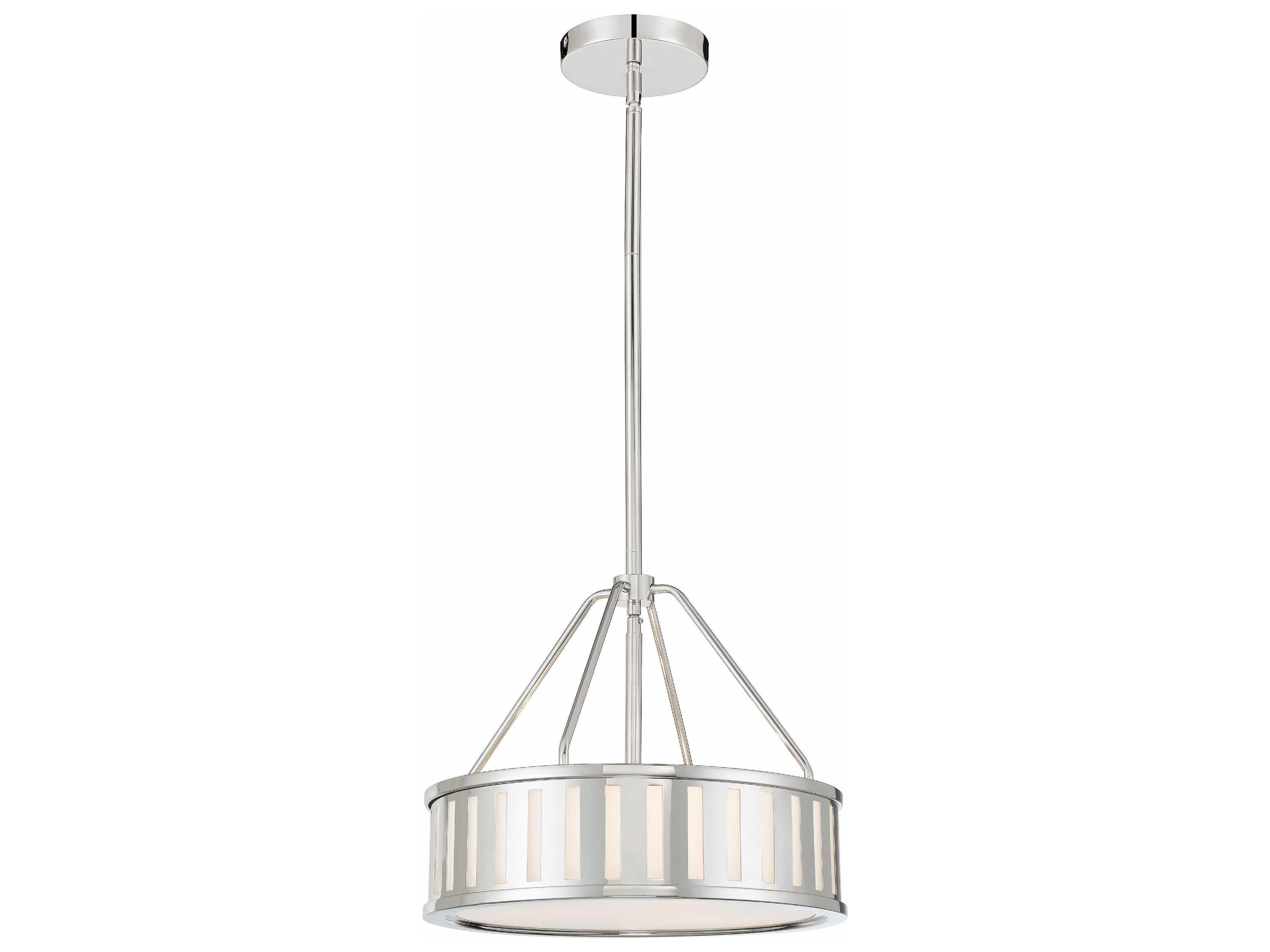 Crystorama Kendal 3-Light Polished Nickel Glass Drum Pendant
