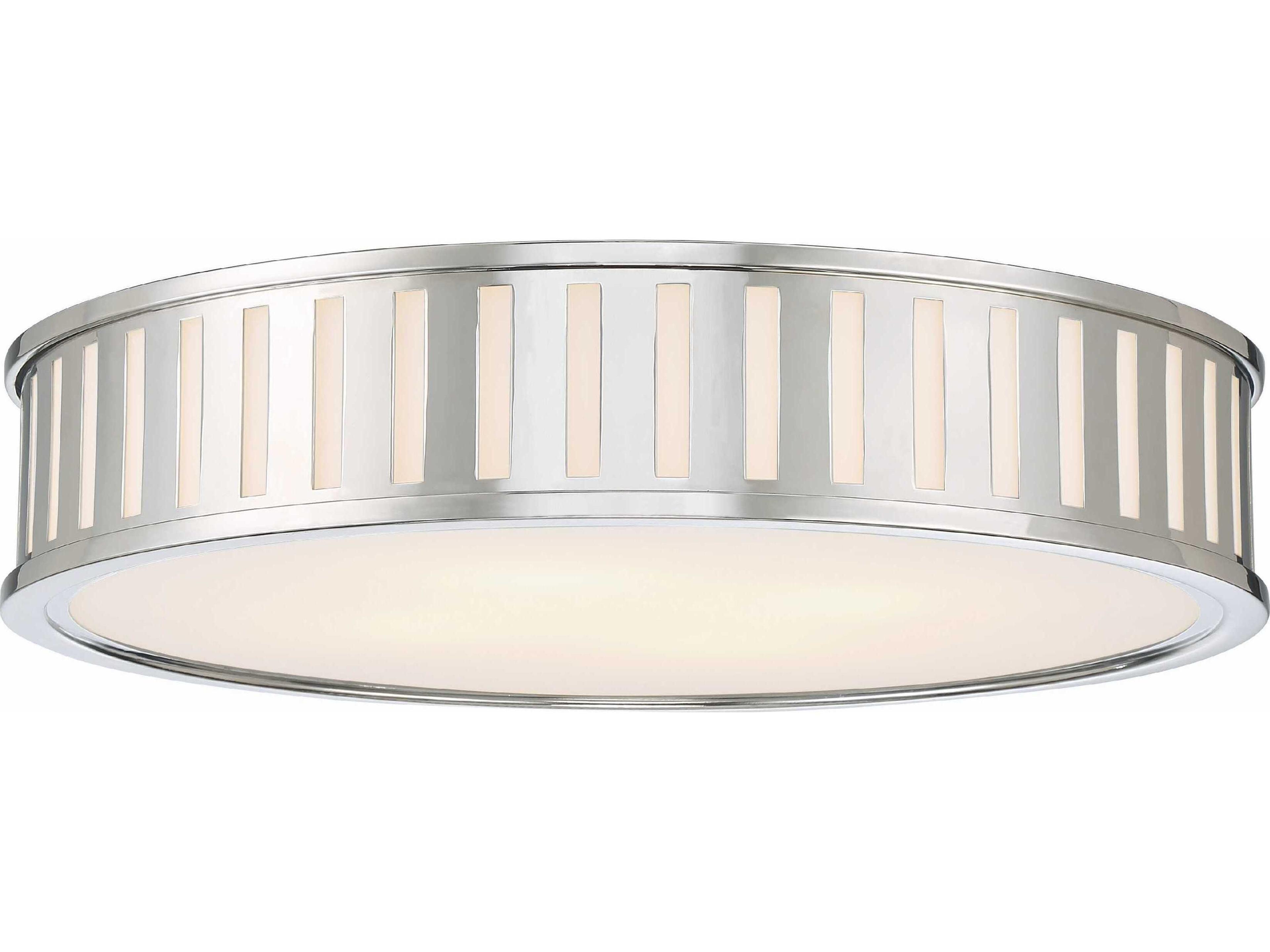 Crystorama Kendal 4-Light Polished Nickel Glass Drum Flush Mount