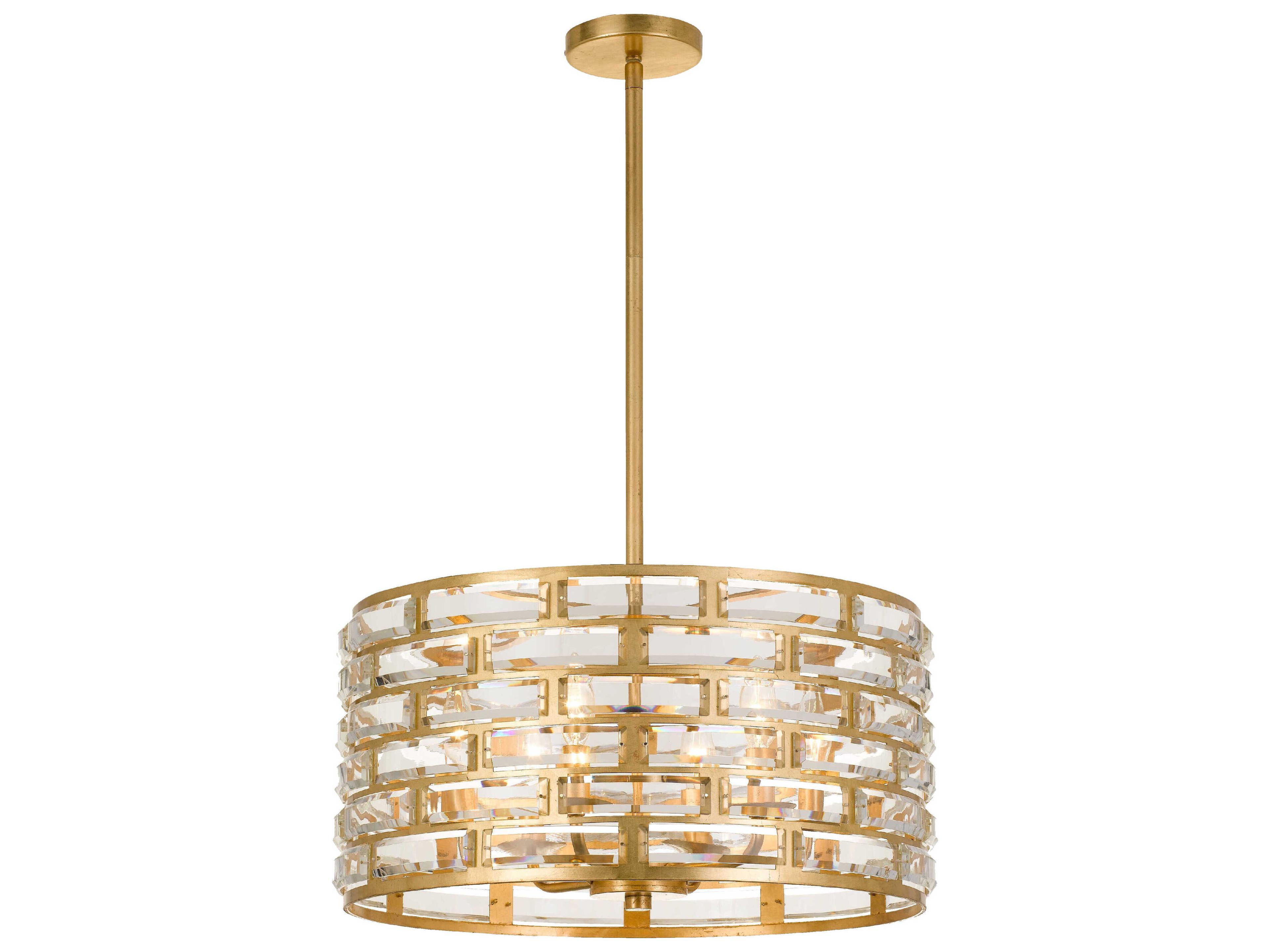 Crystorama Meridian 6-Light Antique Gold Crystal Drum Chandelier