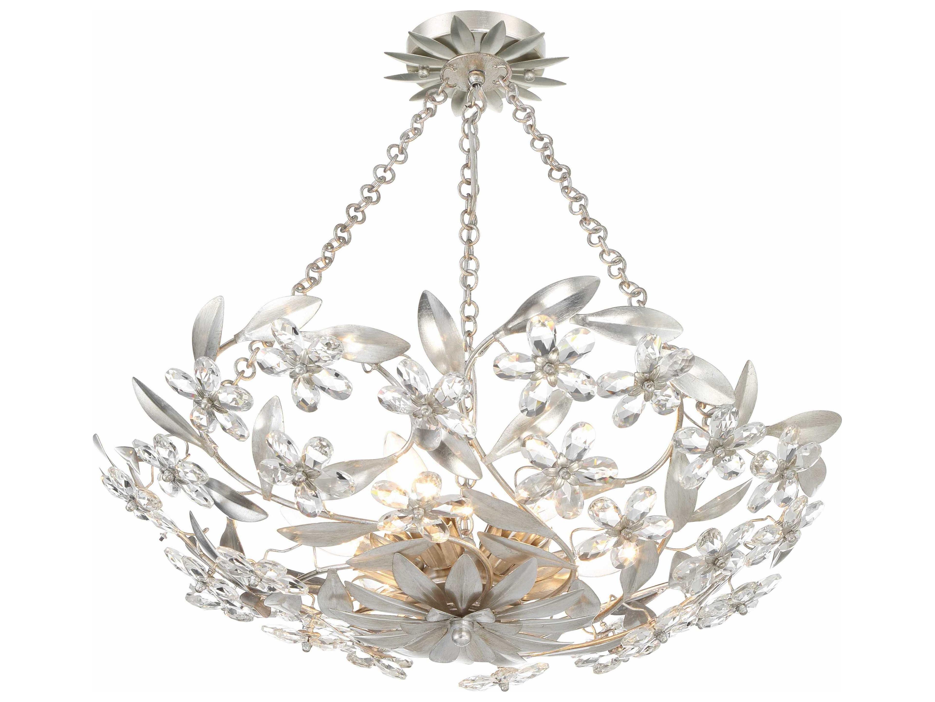 Crystorama Marselle 6-Light Antique Silver Semi Flush Mount