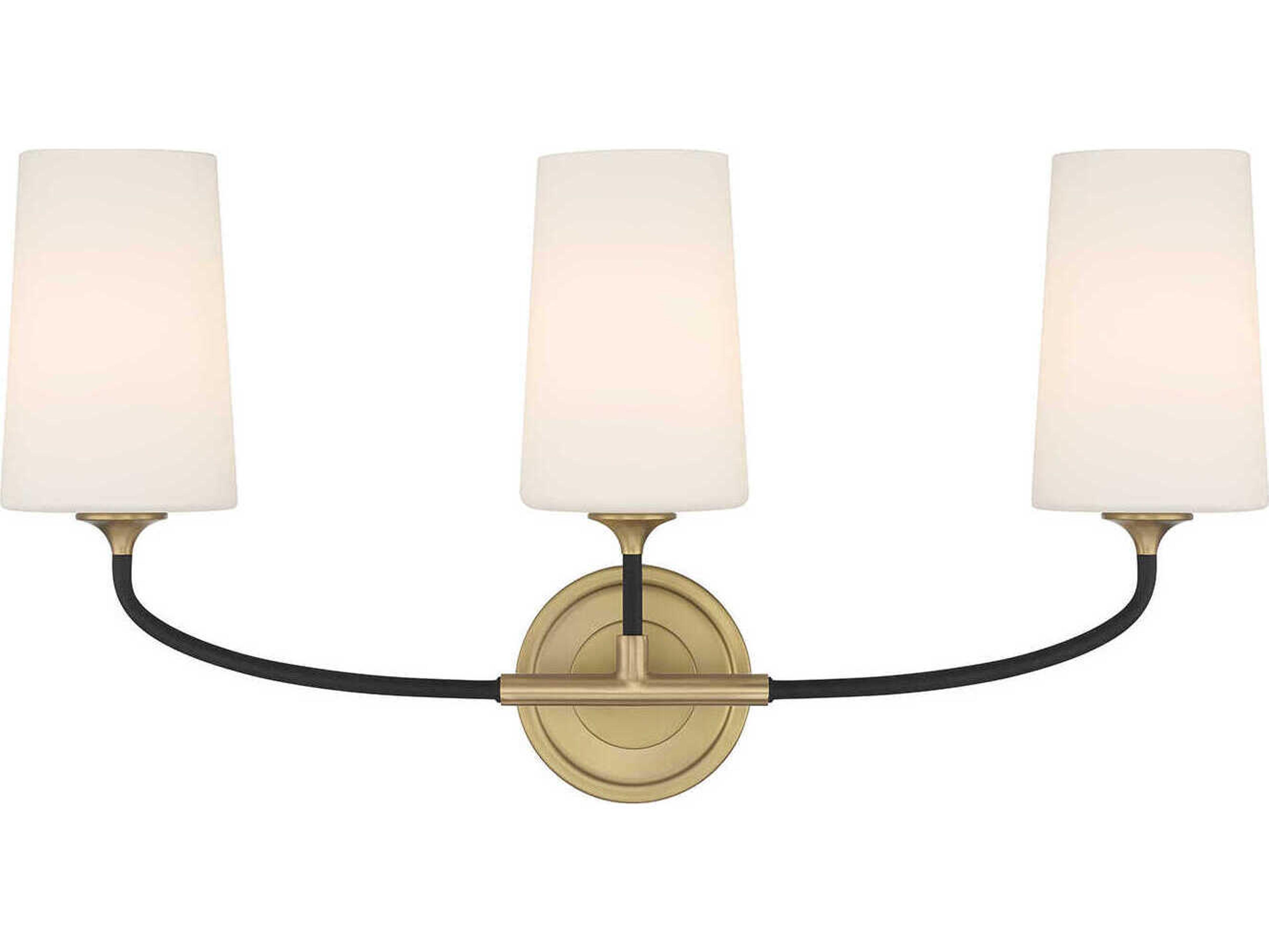 Crystorama Niles 3-Light Black Forged Modern Gold Vanity Light
