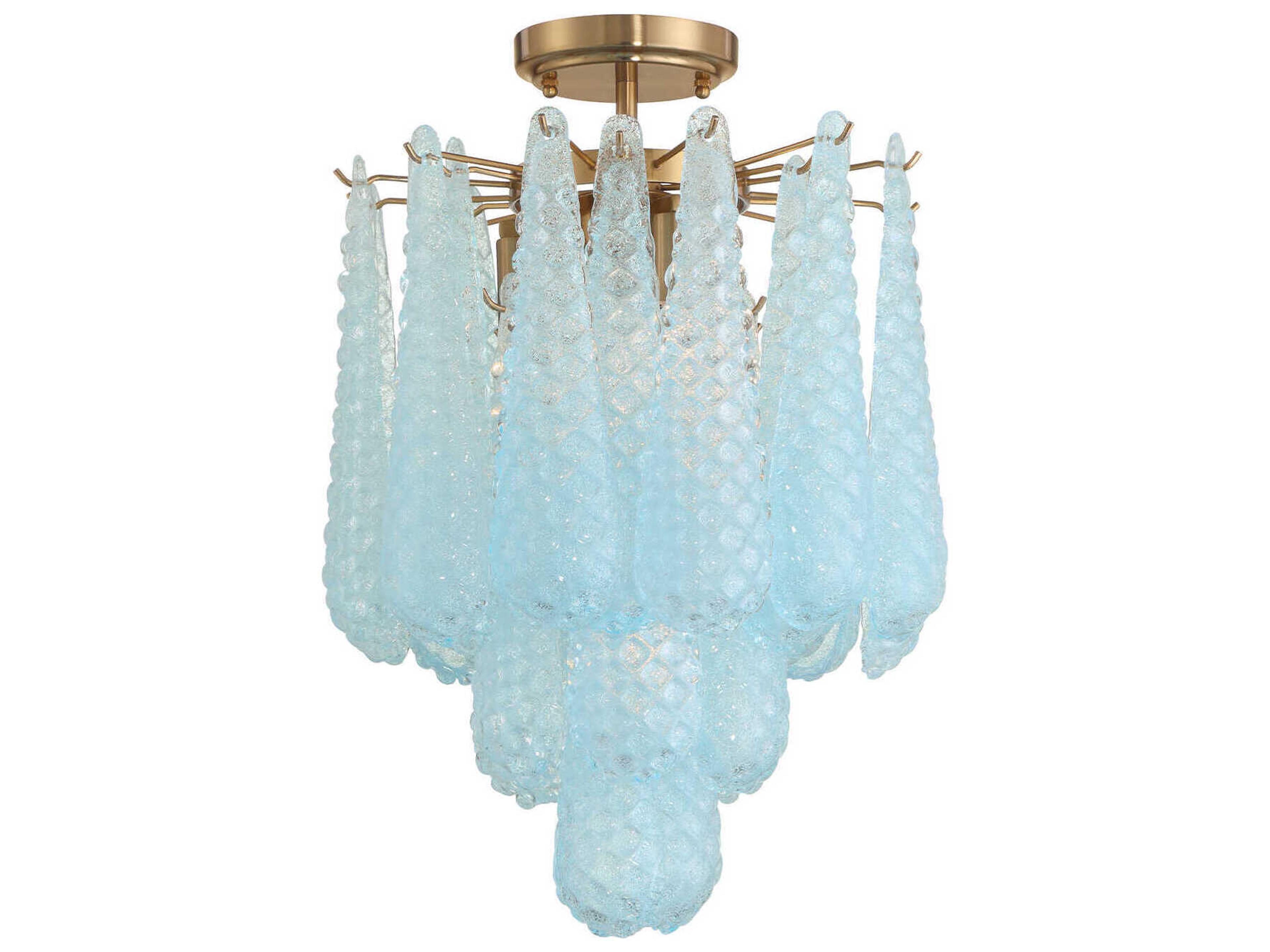 Crystorama Ollie 4-Light Aged Brass Blue Semi Flush Mount