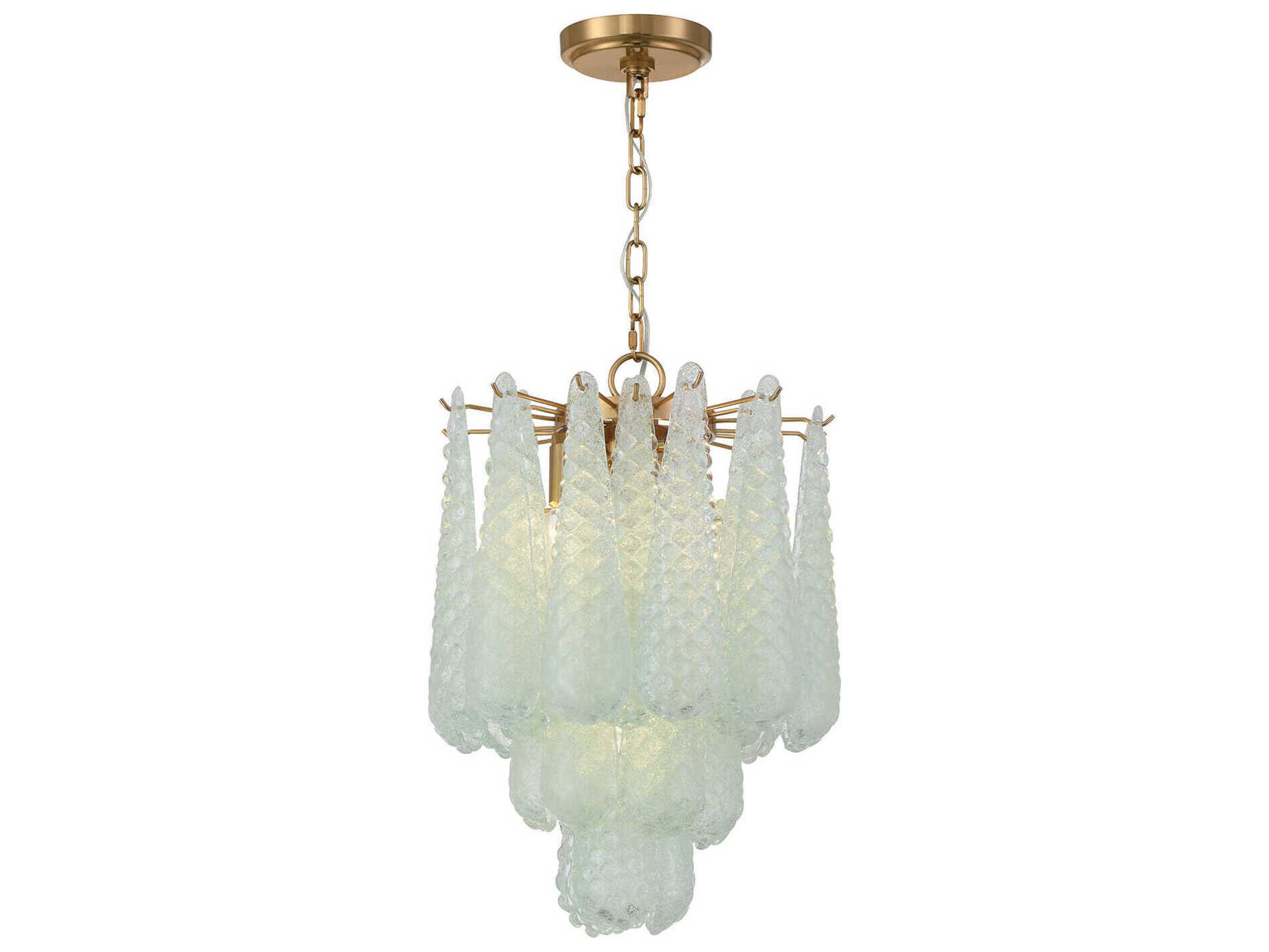 Crystorama Ollie 4-Light Aged Brass Green Pendant