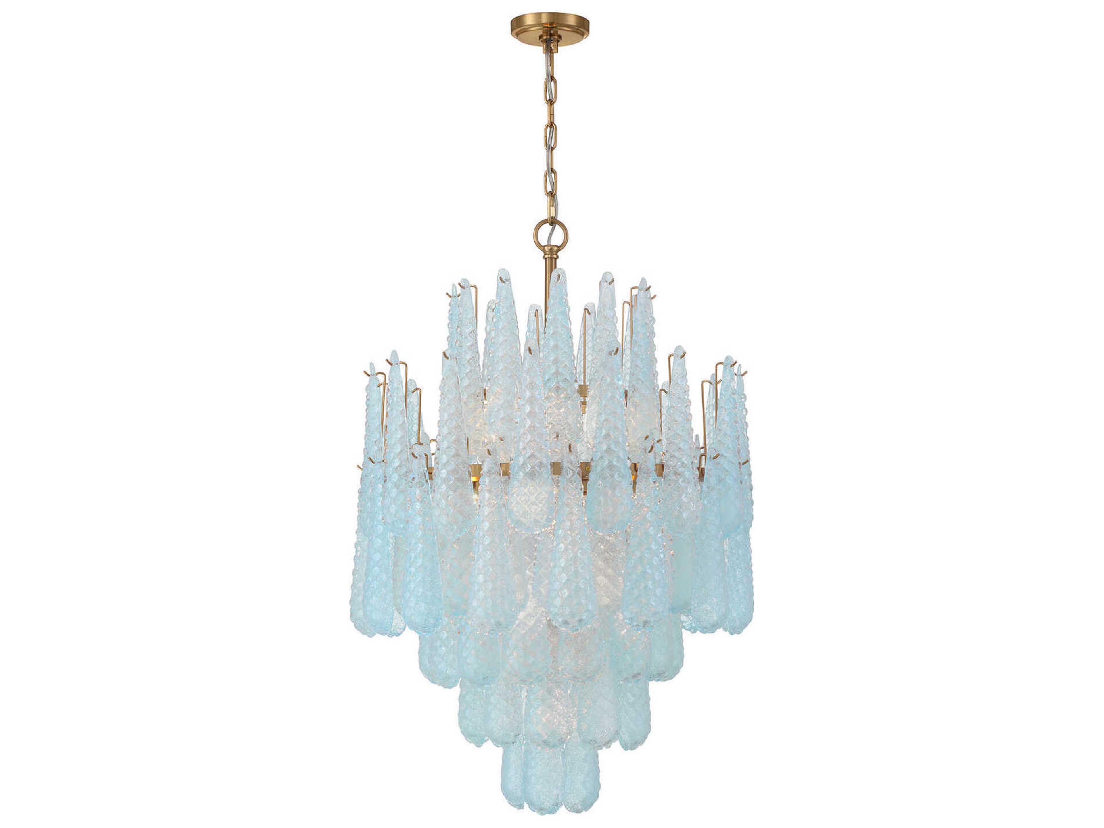 Crystorama Ollie 16-Light Aged Brass Blue Candelabra Chandelier