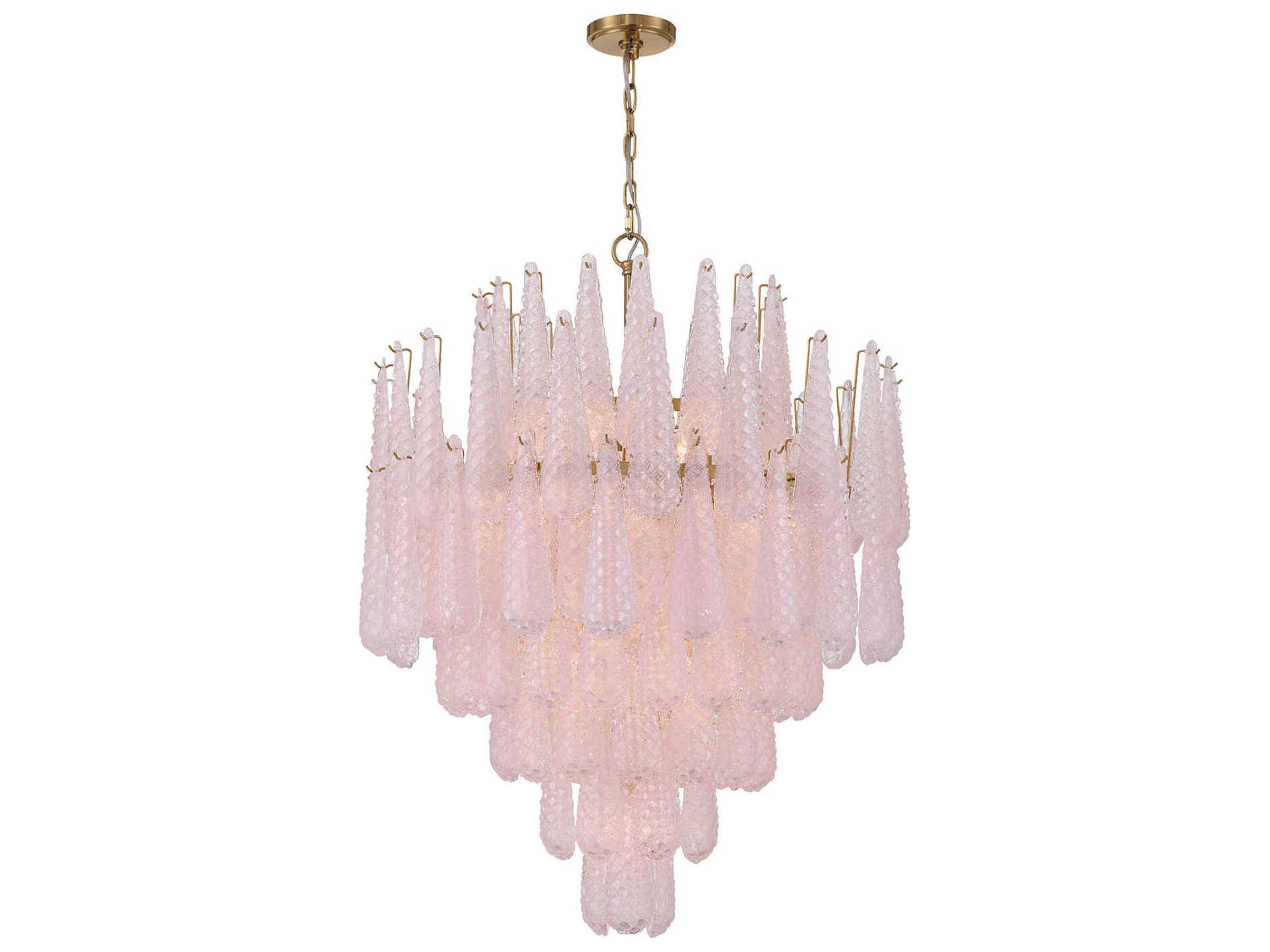 Crystorama Ollie 21-Light Aged Brass Pink Candelabra Chandelier