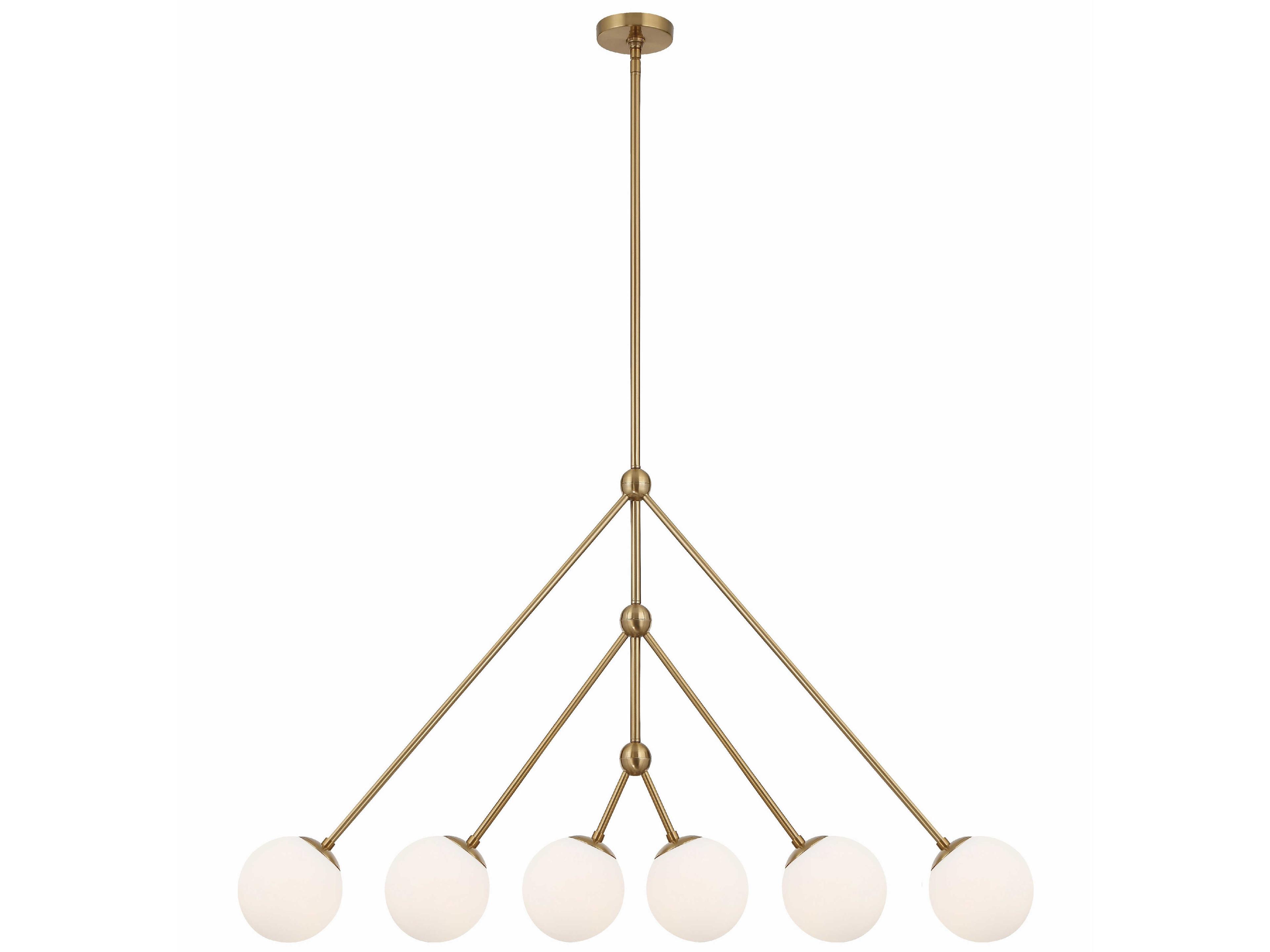 Crystorama Omni 6-Light Aged Brass Glass Candelabra Globe Linear Chandelier