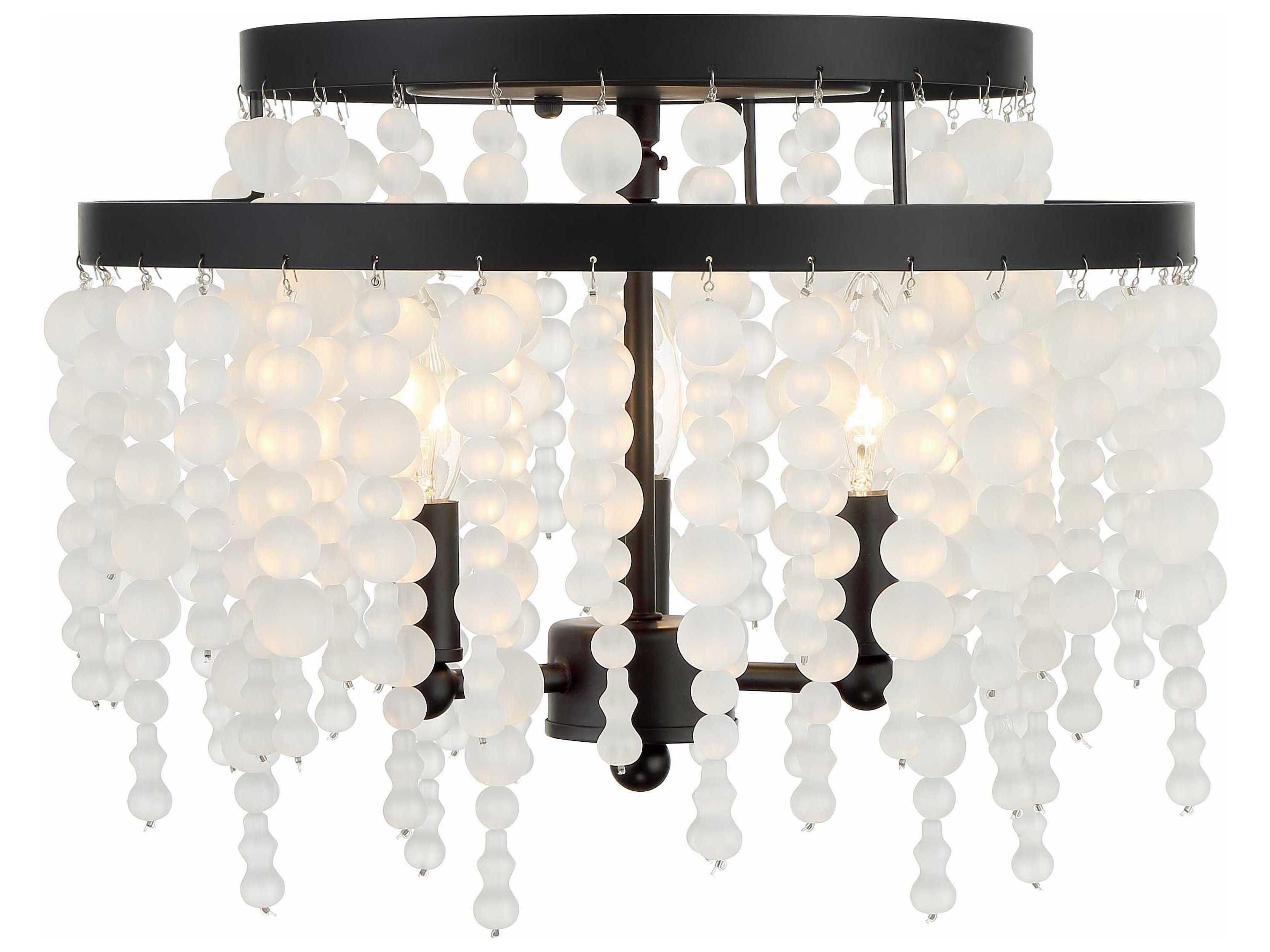 Crystorama Poppy 3-Light Matte Black Glass Flush Mount