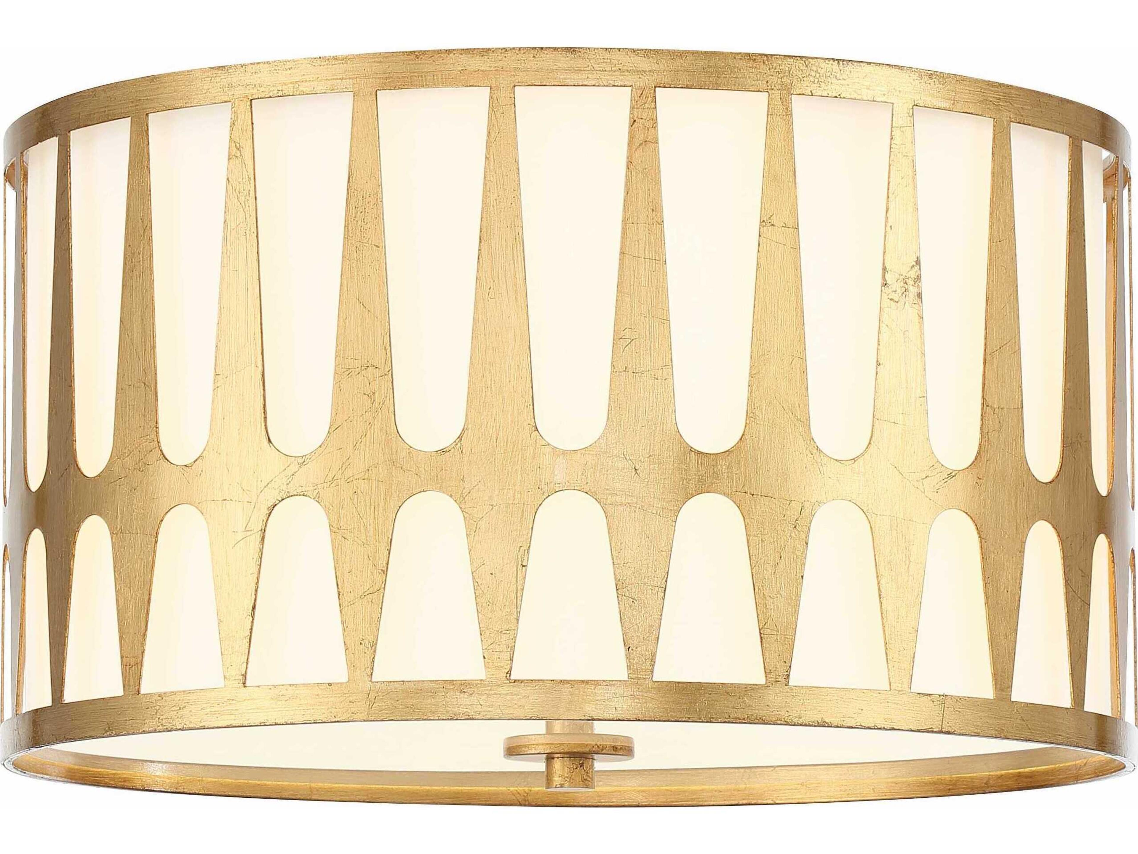 Crystorama Royston 3-Light Antique Gold Drum Flush Mount