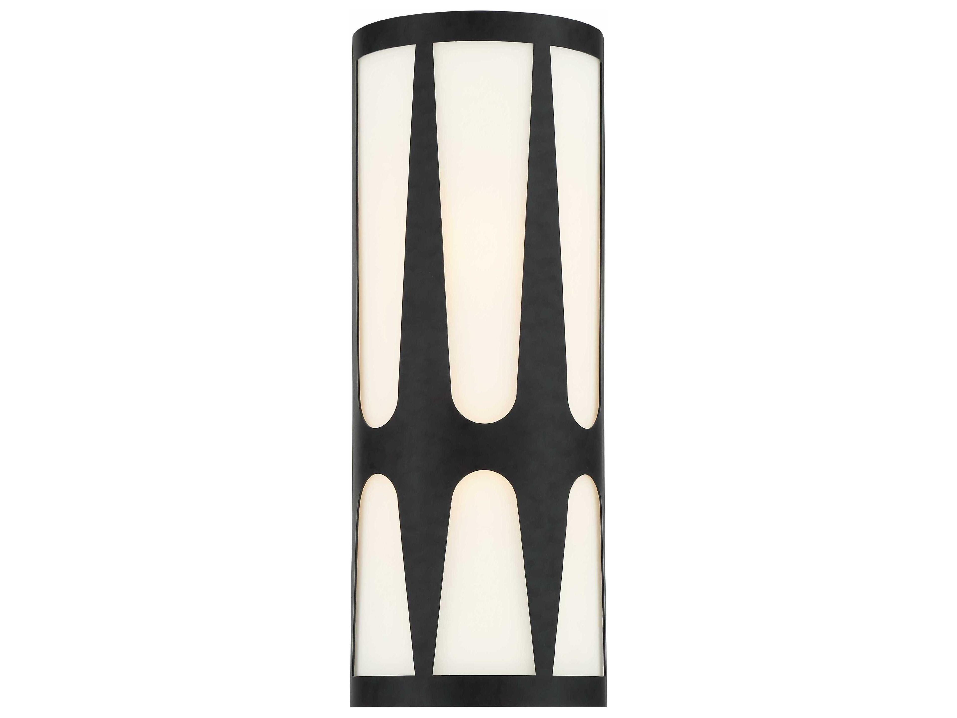 Crystorama Royston 2-Light Black Glass Wall Sconce
