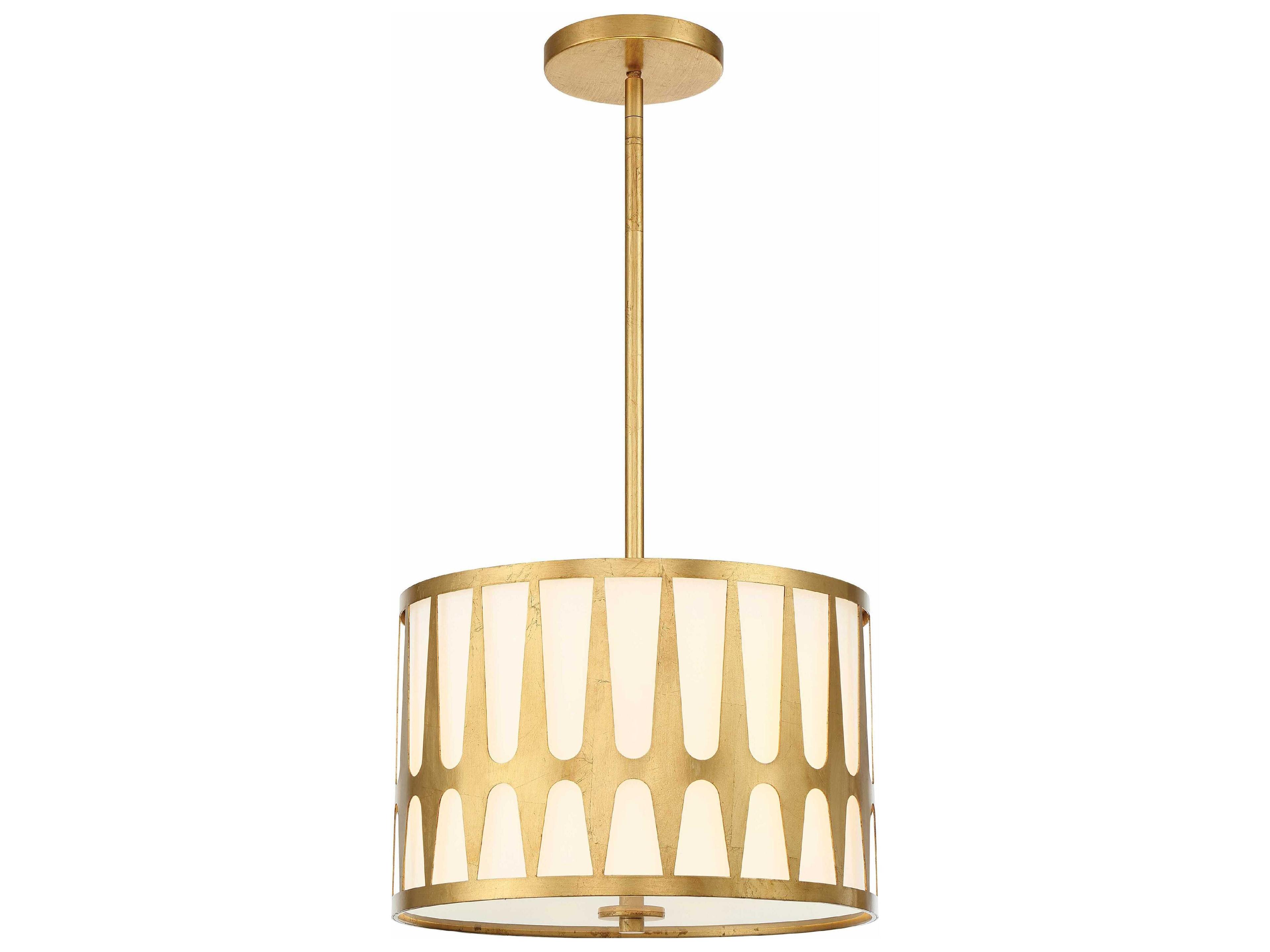 Crystorama Royston 3-Light Antique Gold Drum Pendant