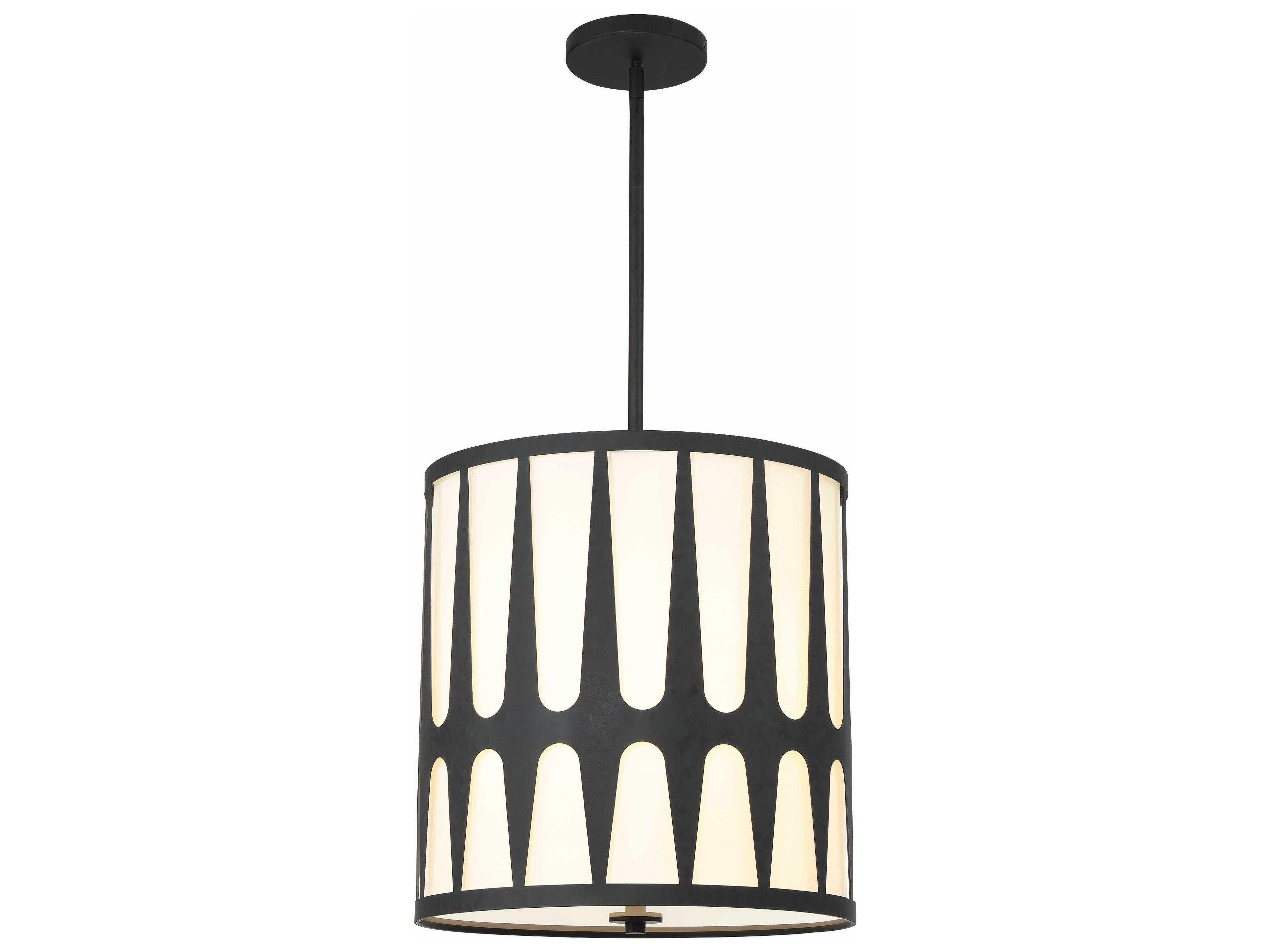 Crystorama Royston 4-Light Black Drum Pendant