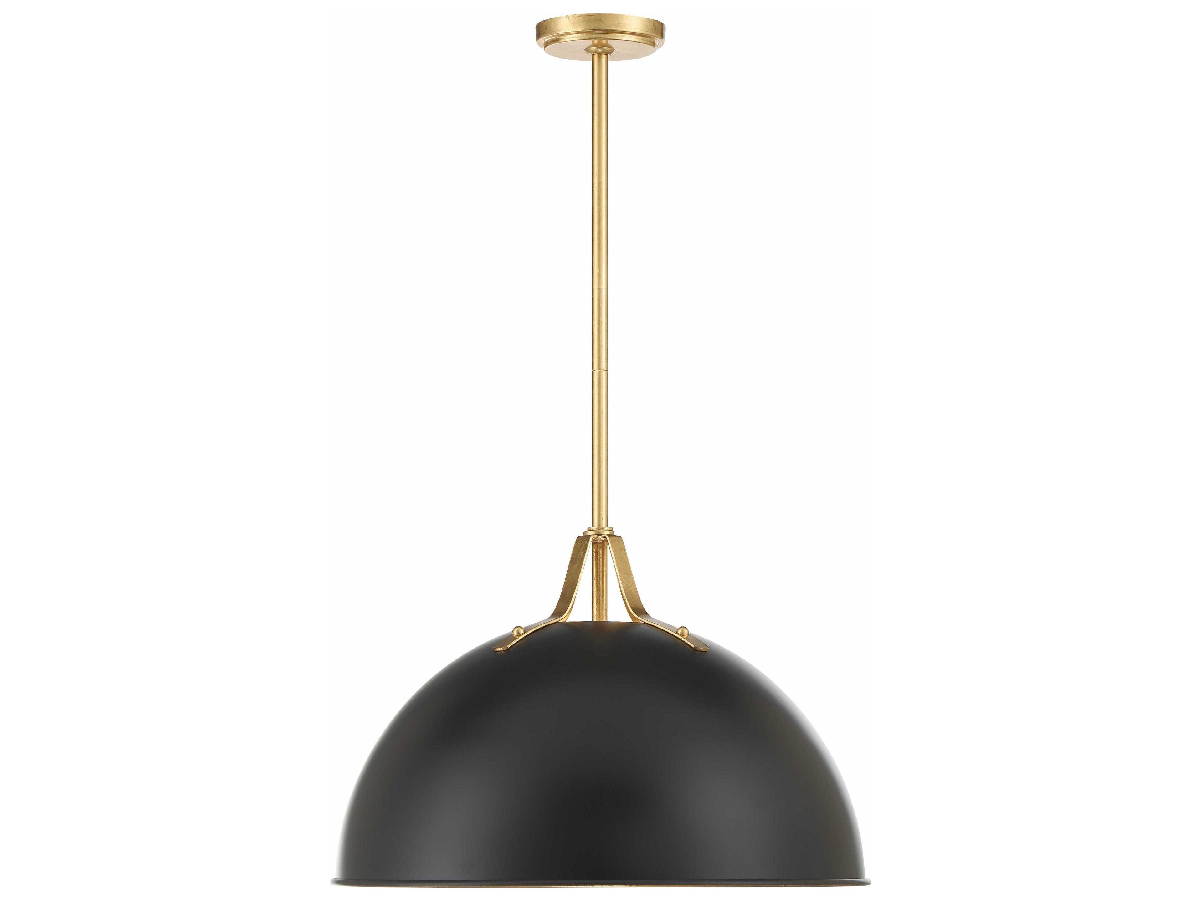Crystorama Soto 1-Light Matte Black Antique Gold Dome Pendant