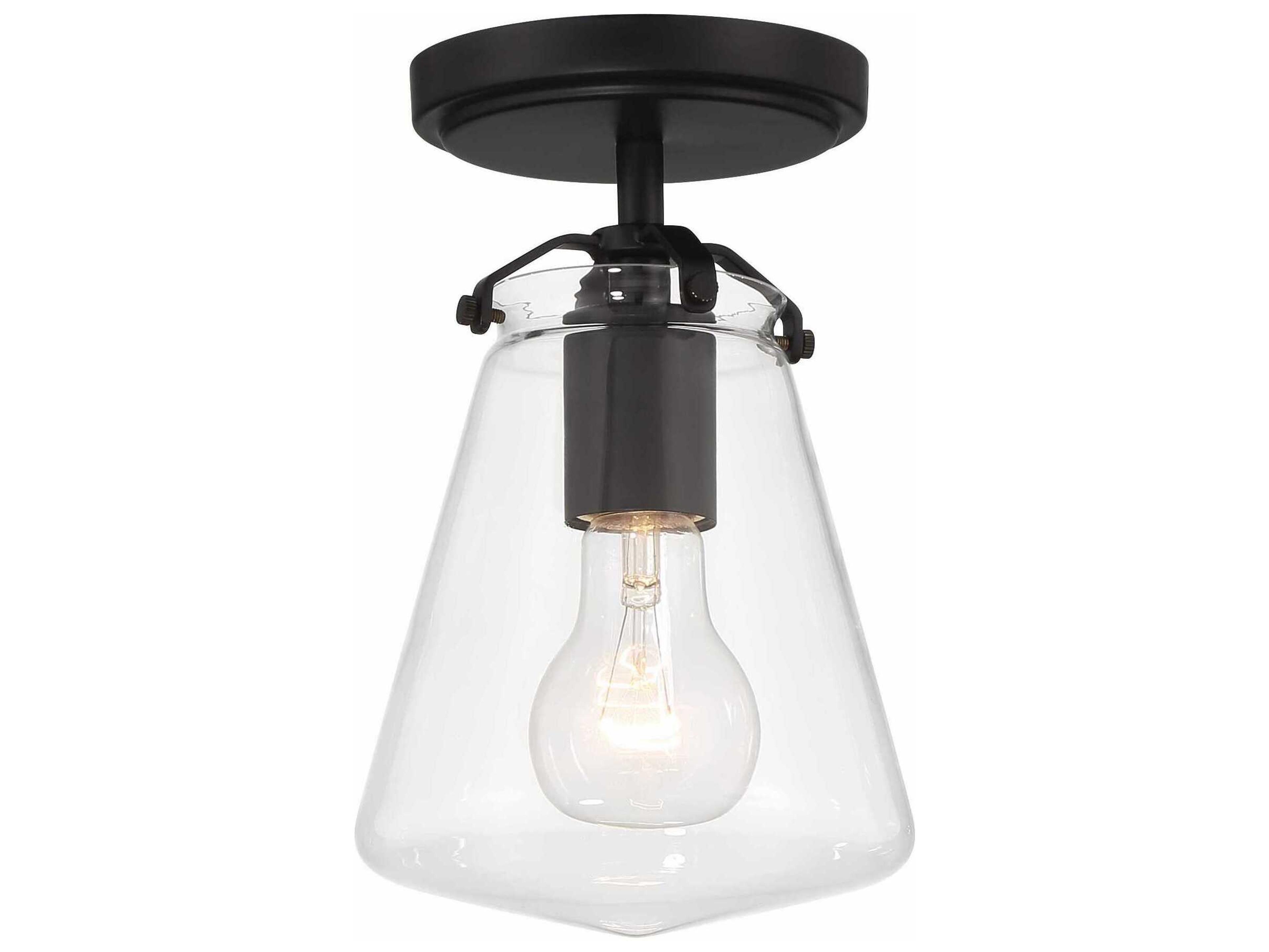Crystorama Voss 1-Light Matte Black Semi Flush Mount