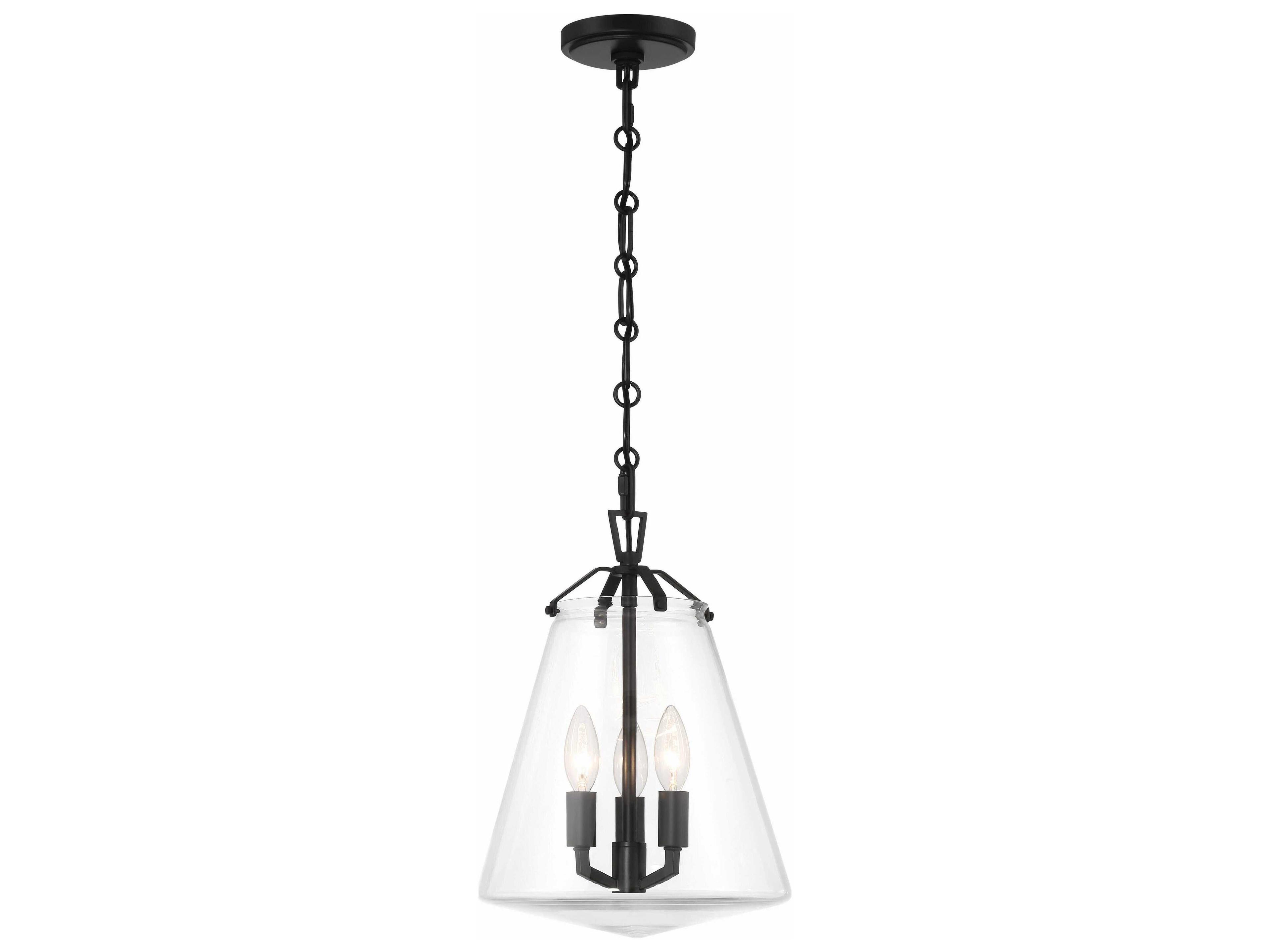 Crystorama Voss 3-Light Matte Black Candelabra Chandelier