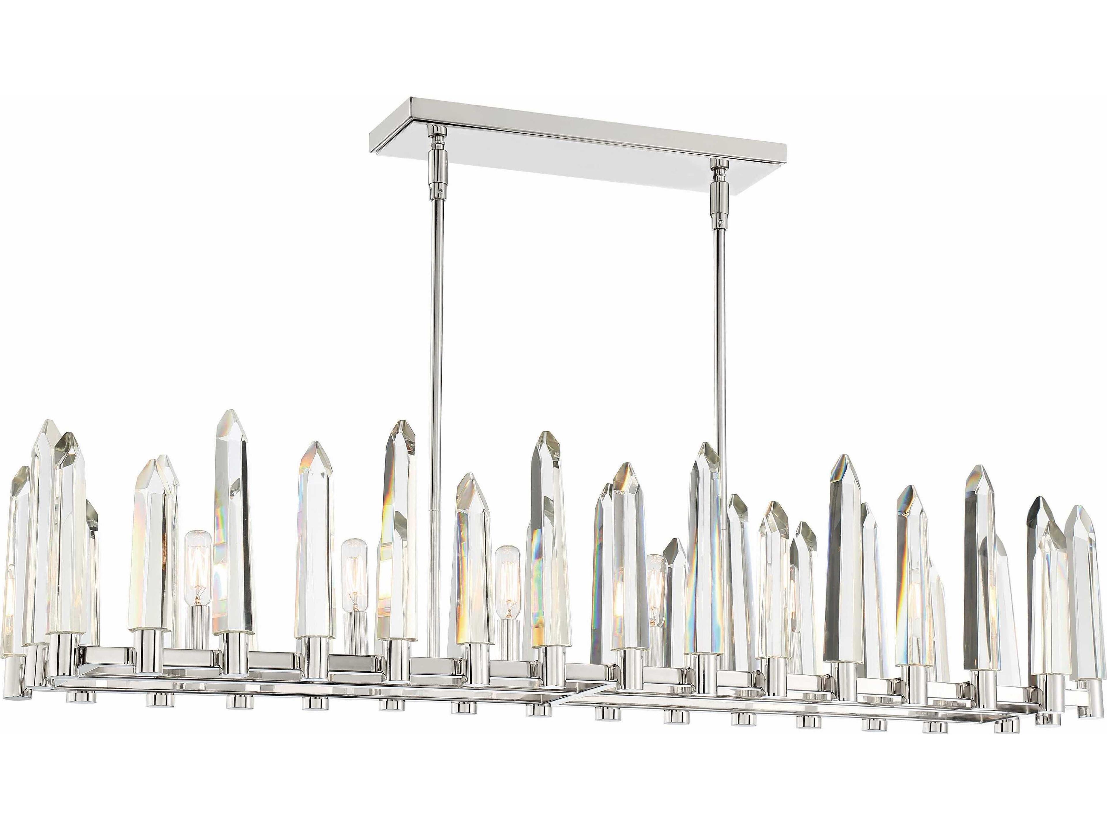 Crystorama Watson 6-Light Polished Nickel Crystal Linear Island Pendant