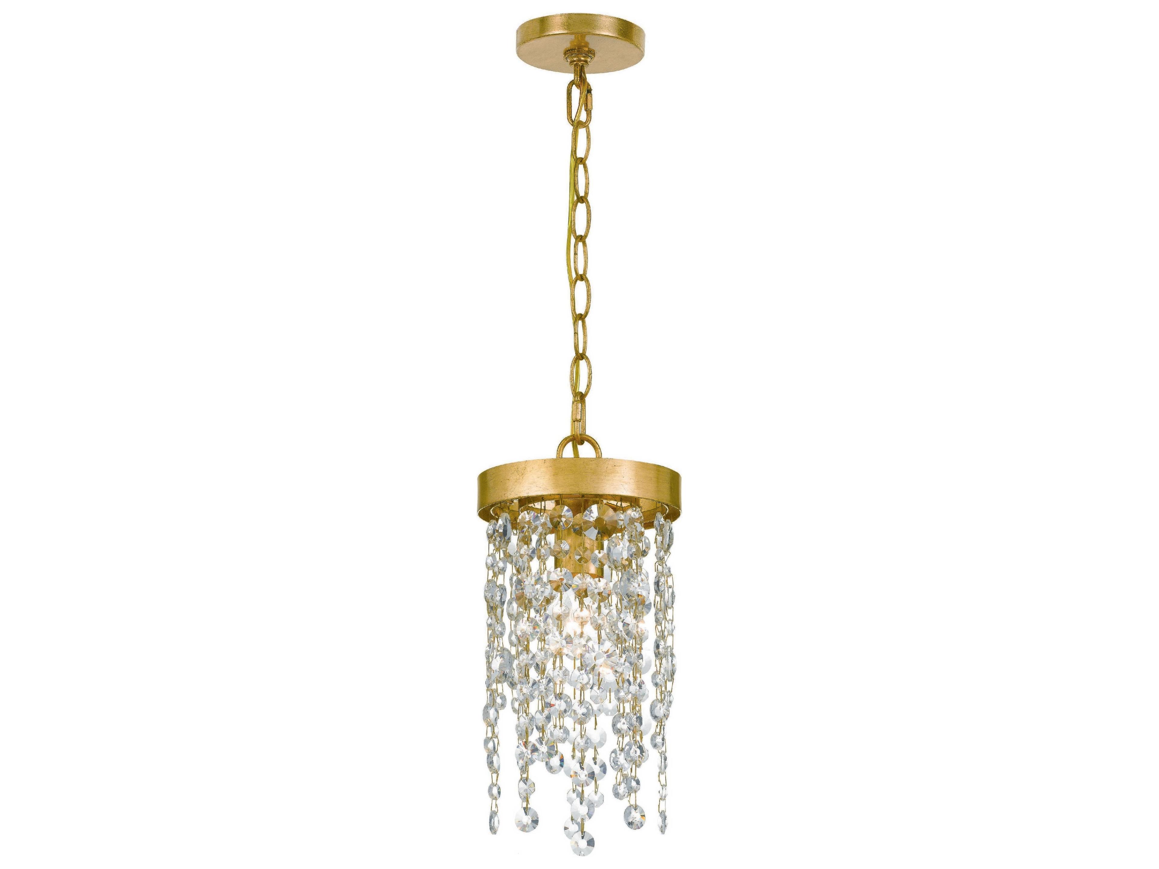 Crystorama Winham 1-Light Antique Gold Crystal Mini Pendant
