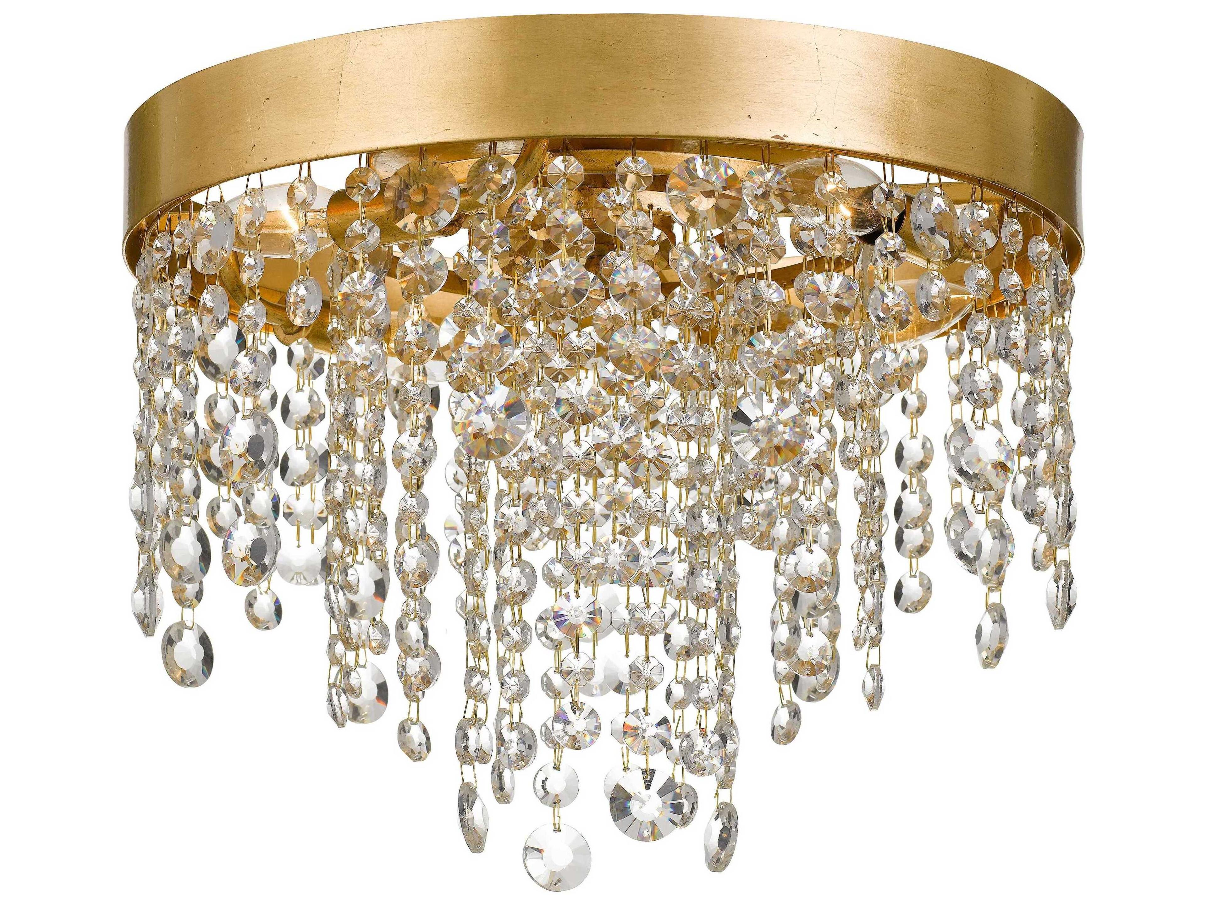 Crystorama Winham 4-Light Antique Gold Crystal Round Flush Mount
