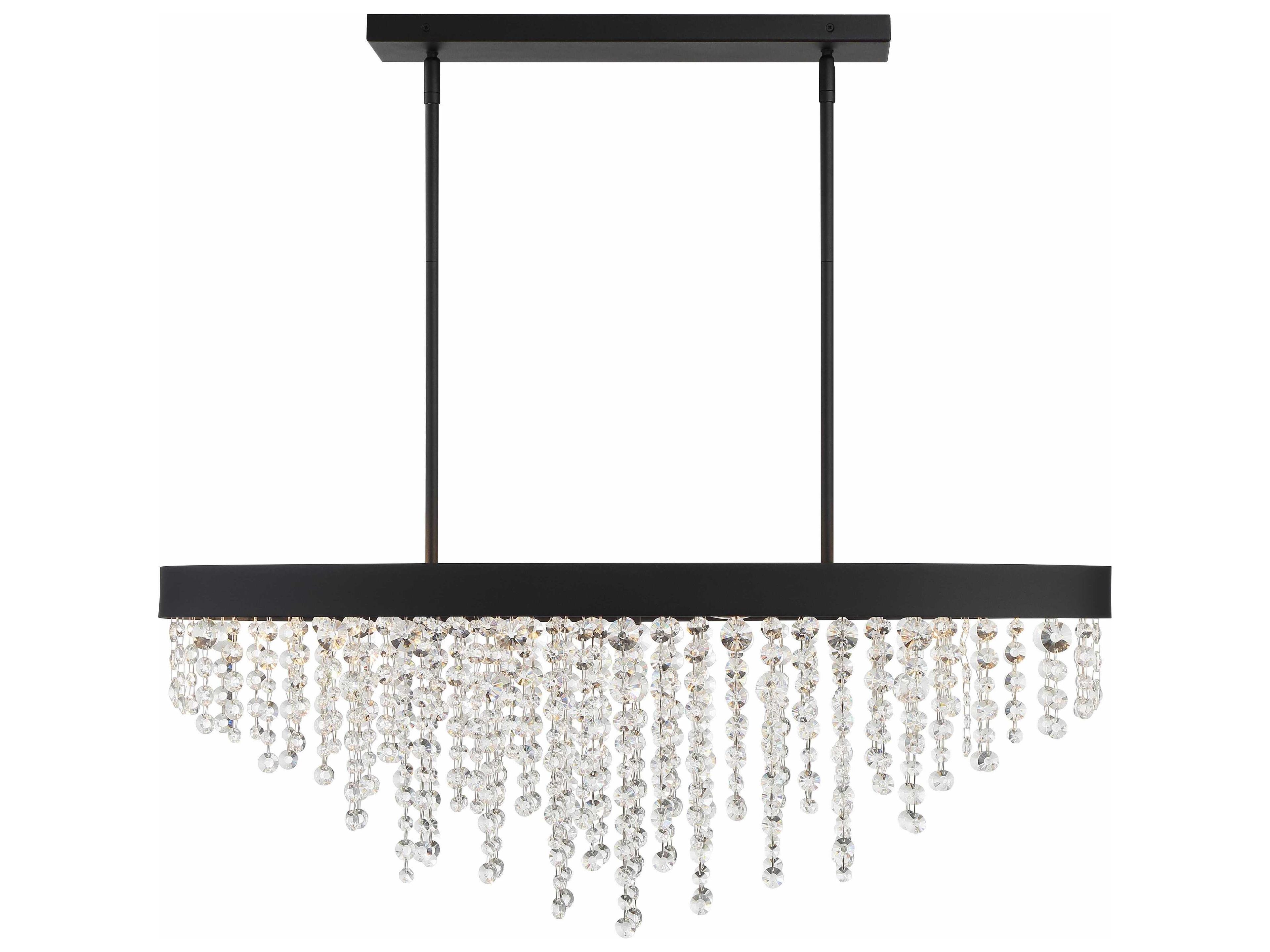 Crystorama Winham 8-Light Black Forged Crystal Glass Island Pendant