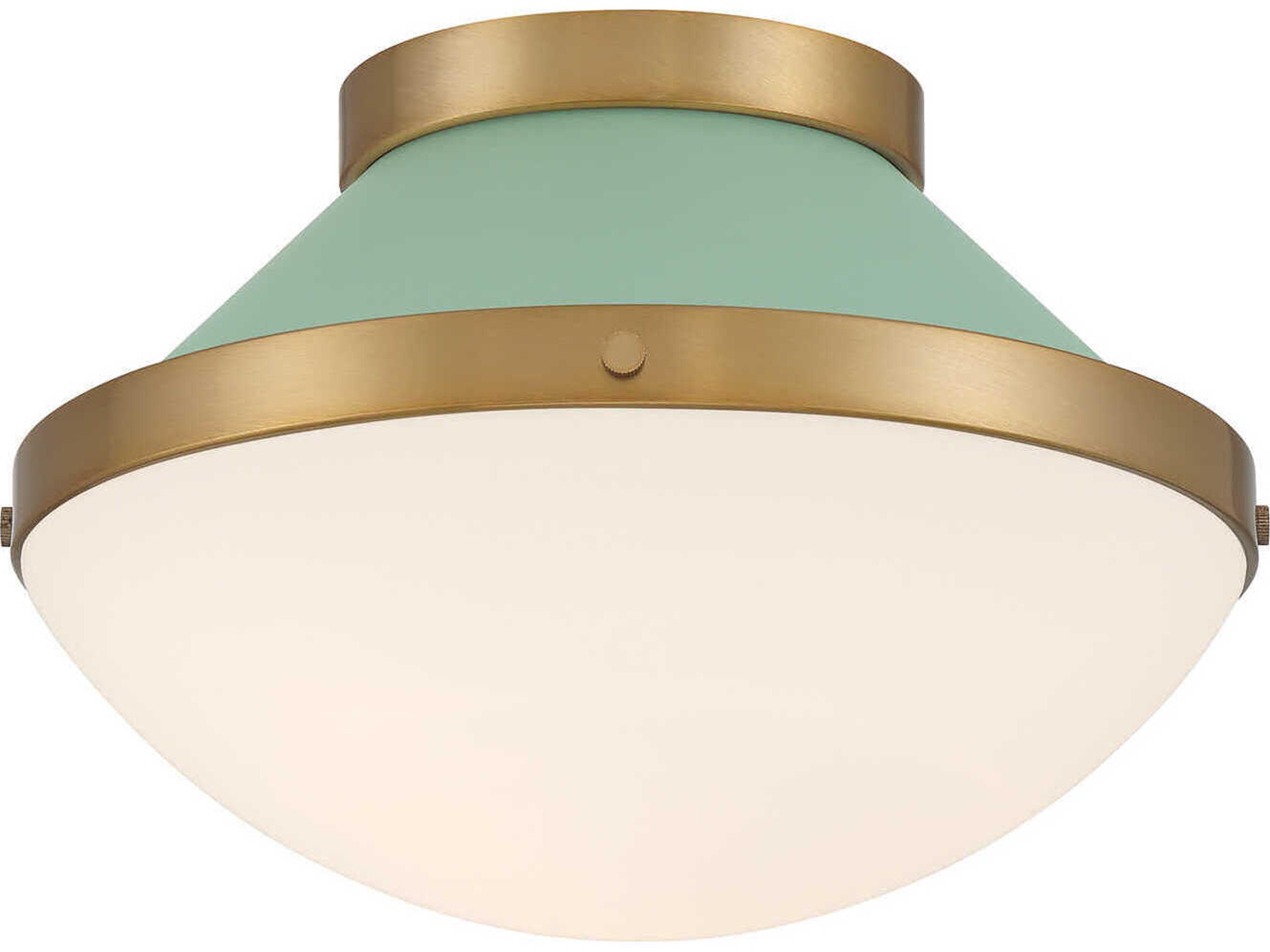Crystorama Xander 1-Light Vibrant Gold Green Flush Mount