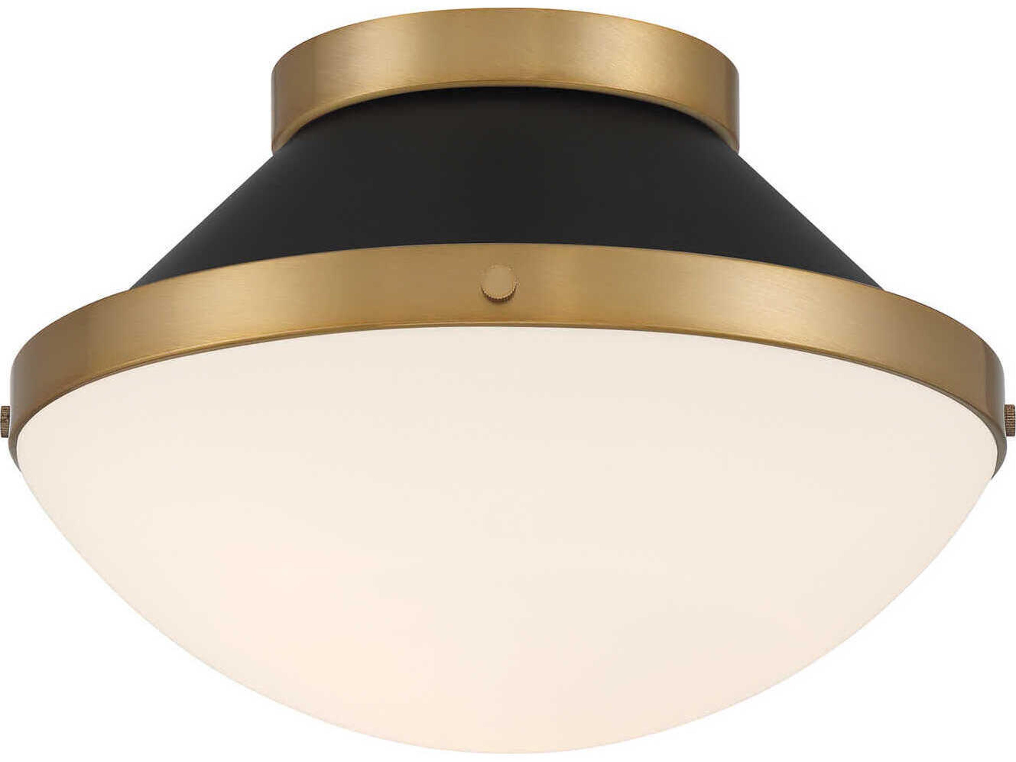 Crystorama Xander 1-Light Vibrant Gold Matte Black Flush Mount