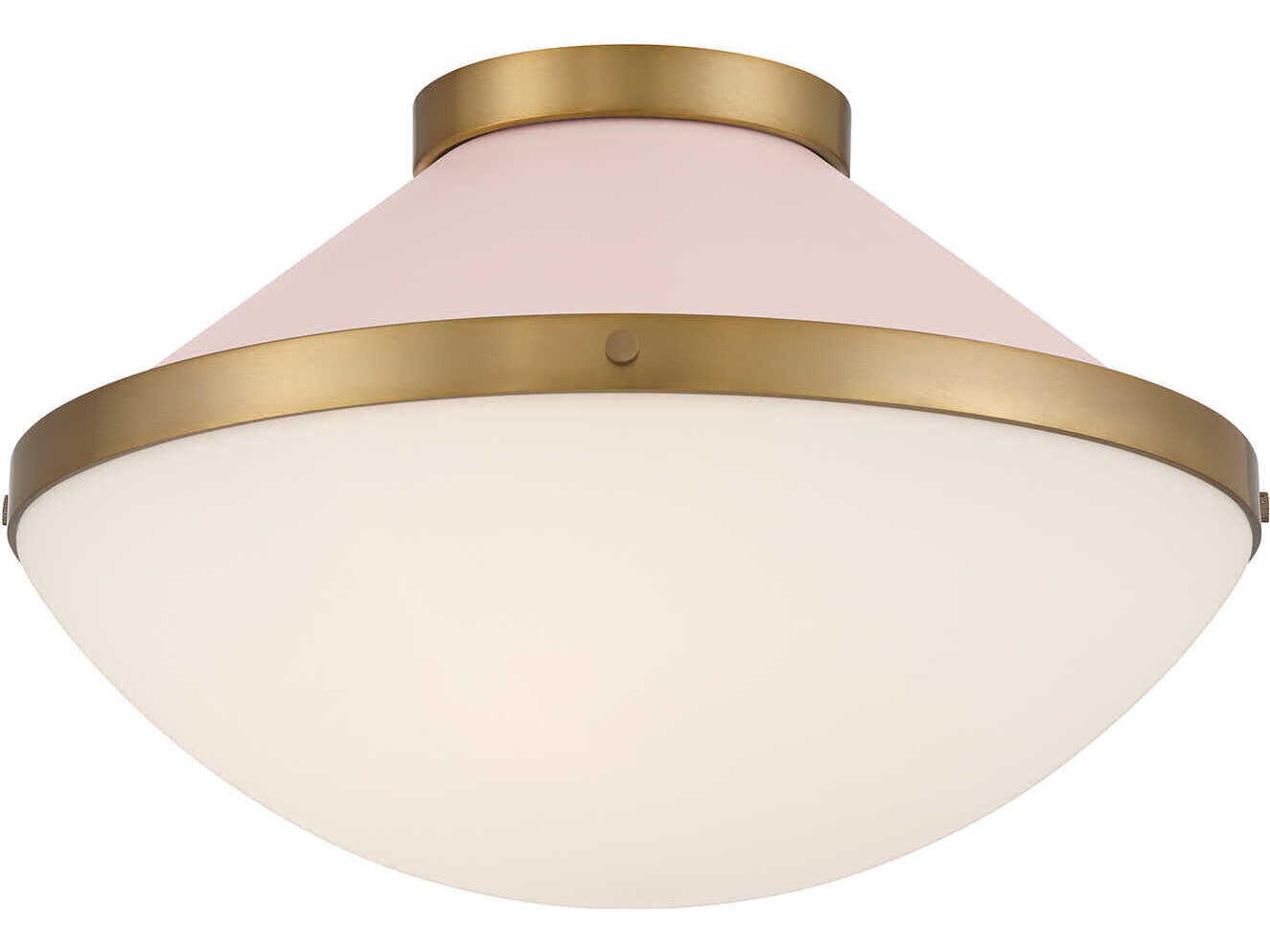 Crystorama Xander 2-Light Vibrant Gold Blush Pink Flush Mount