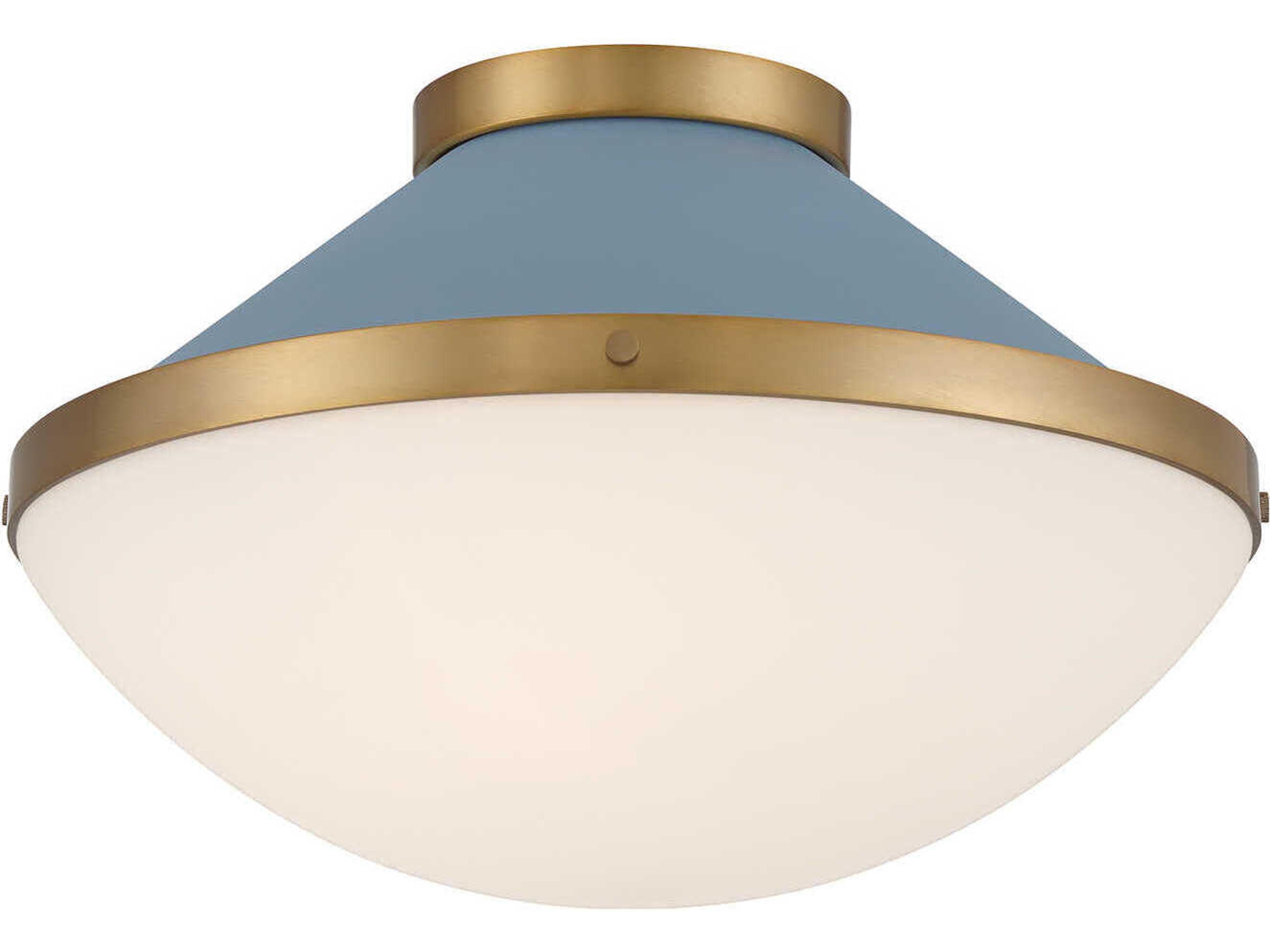 Crystorama Xander 2-Light Vibrant Gold Blue Flush Mount