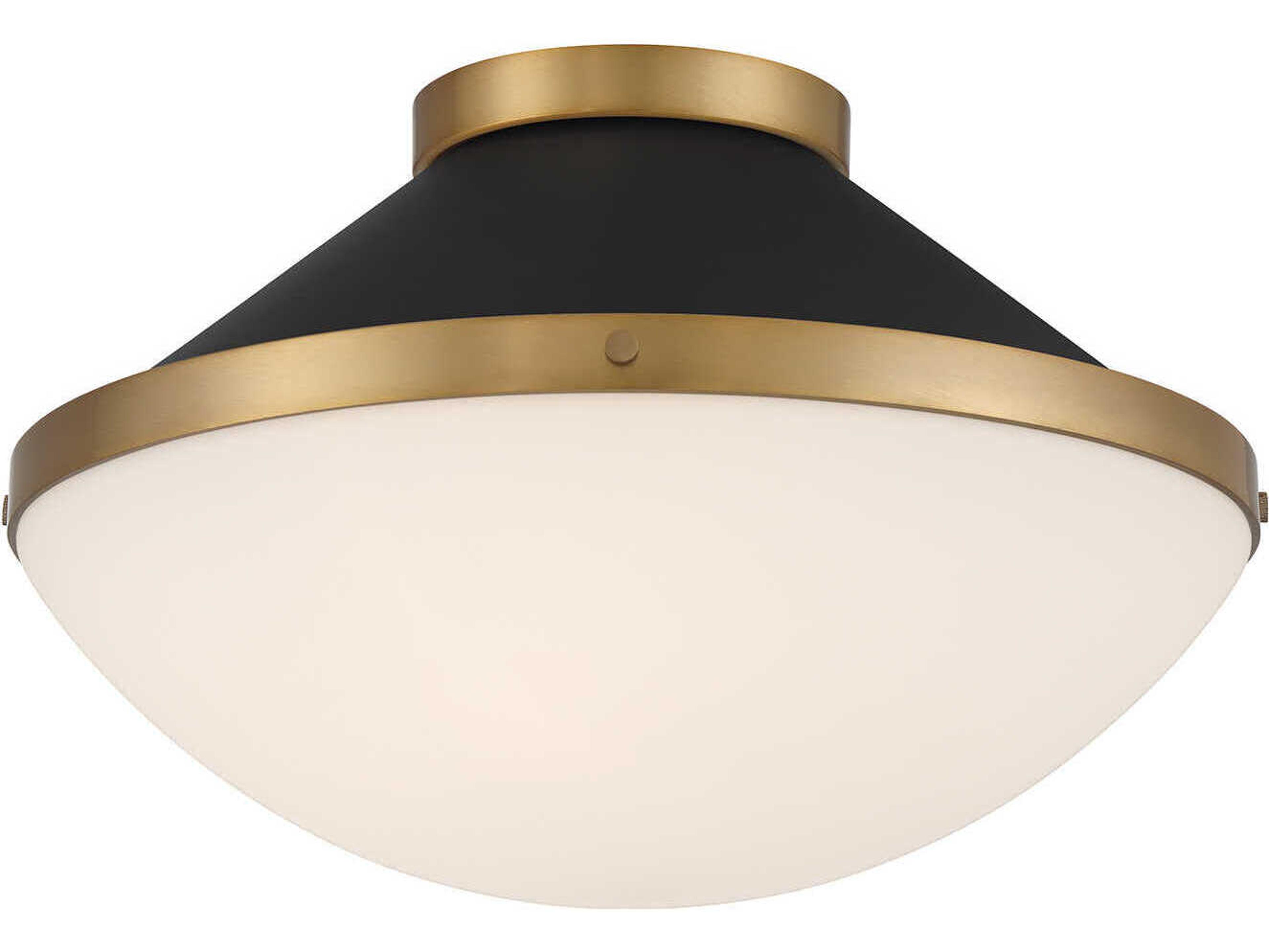 Crystorama Xander 2-Light Vibrant Gold Matte Black Flush Mount