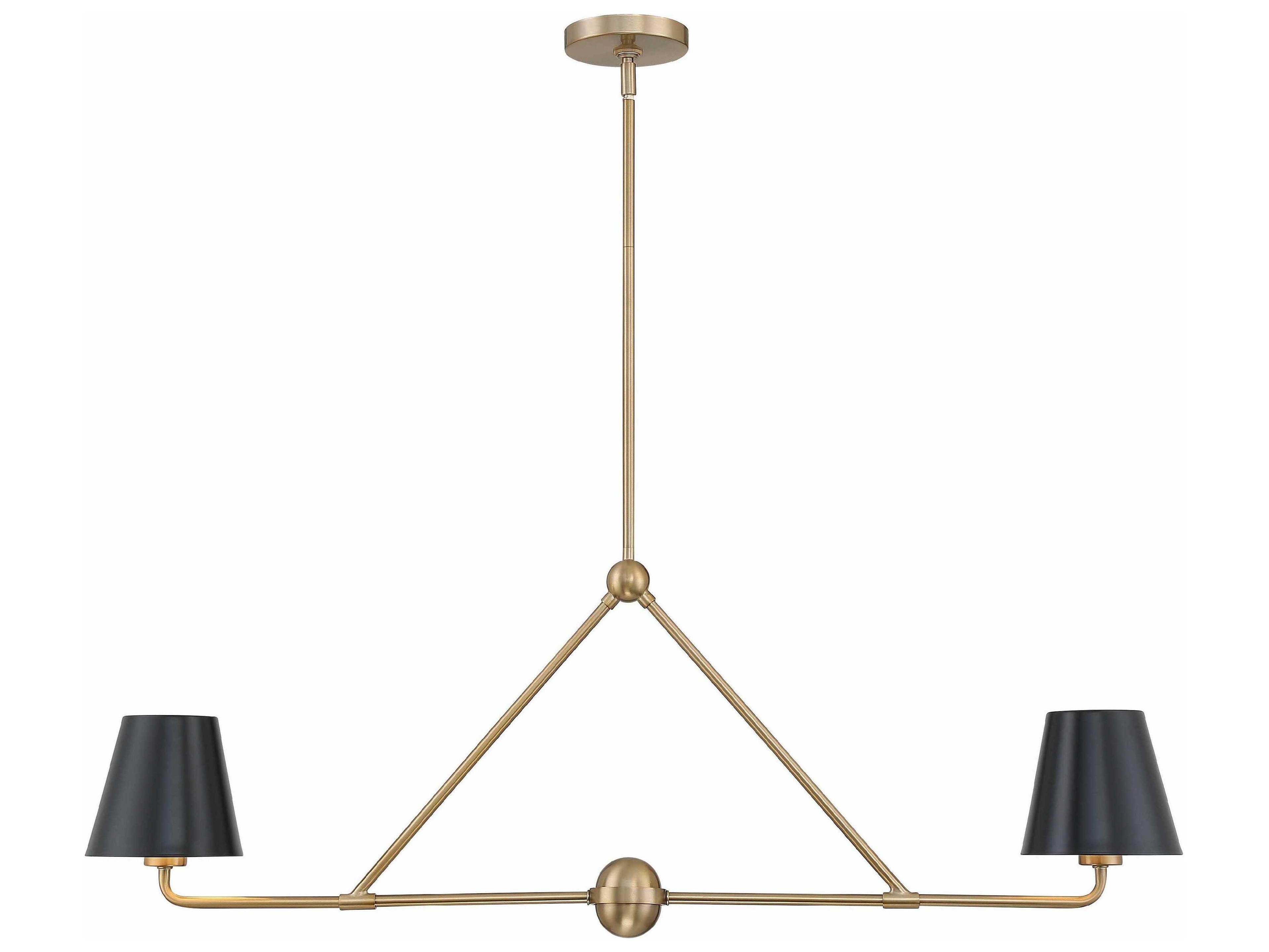 Crystorama Xavier 2-Light Vibrant Gold Empire Linear Island Pendant