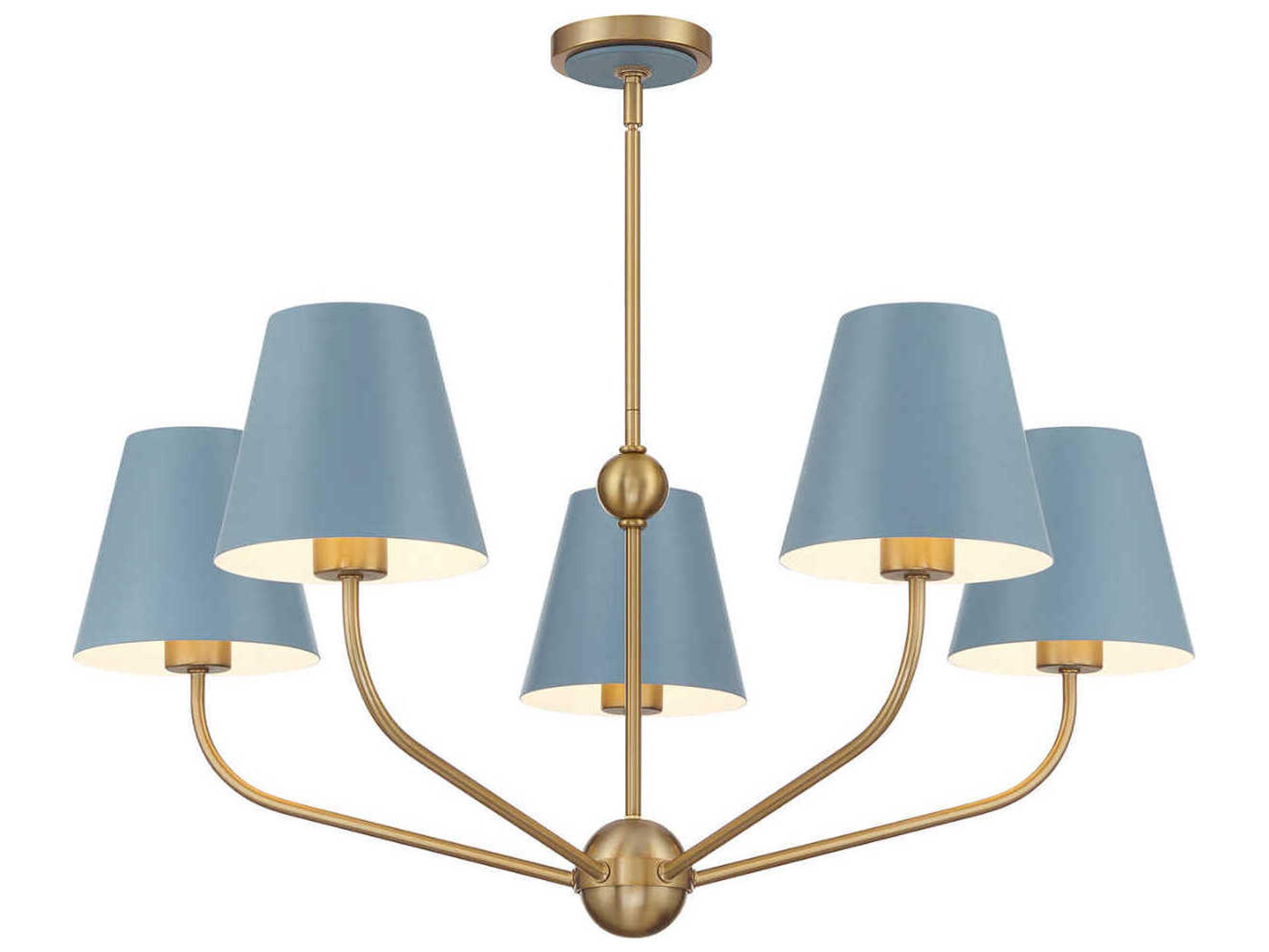 Crystorama Xavier 5-Light Vibrant Gold Blue Candelabra Chandelier