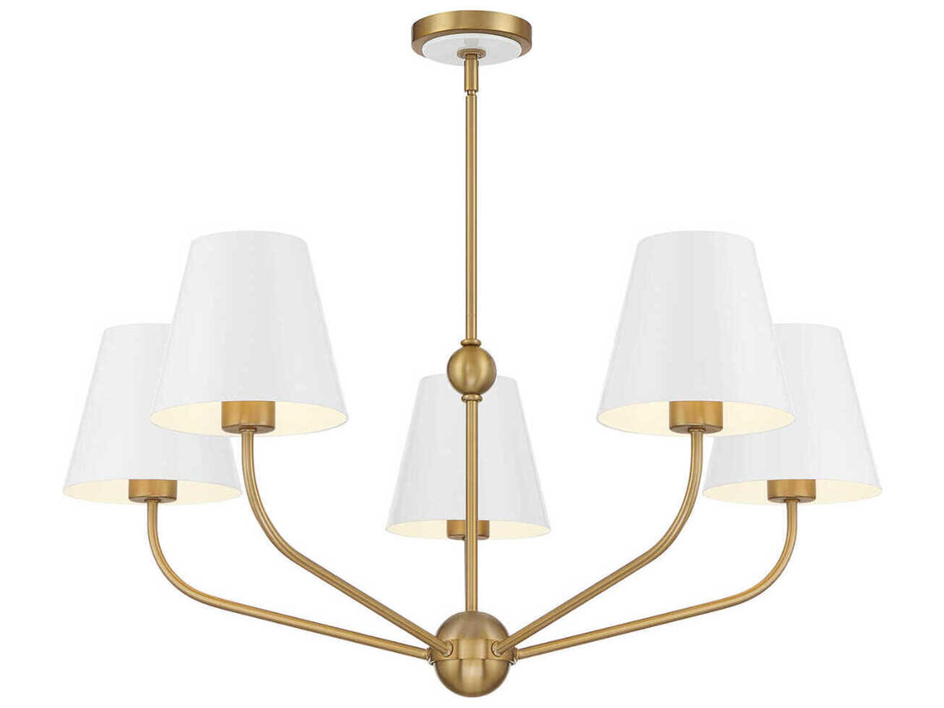 Crystorama Xavier 5-Light Vibrant Gold White Candelabra Chandelier