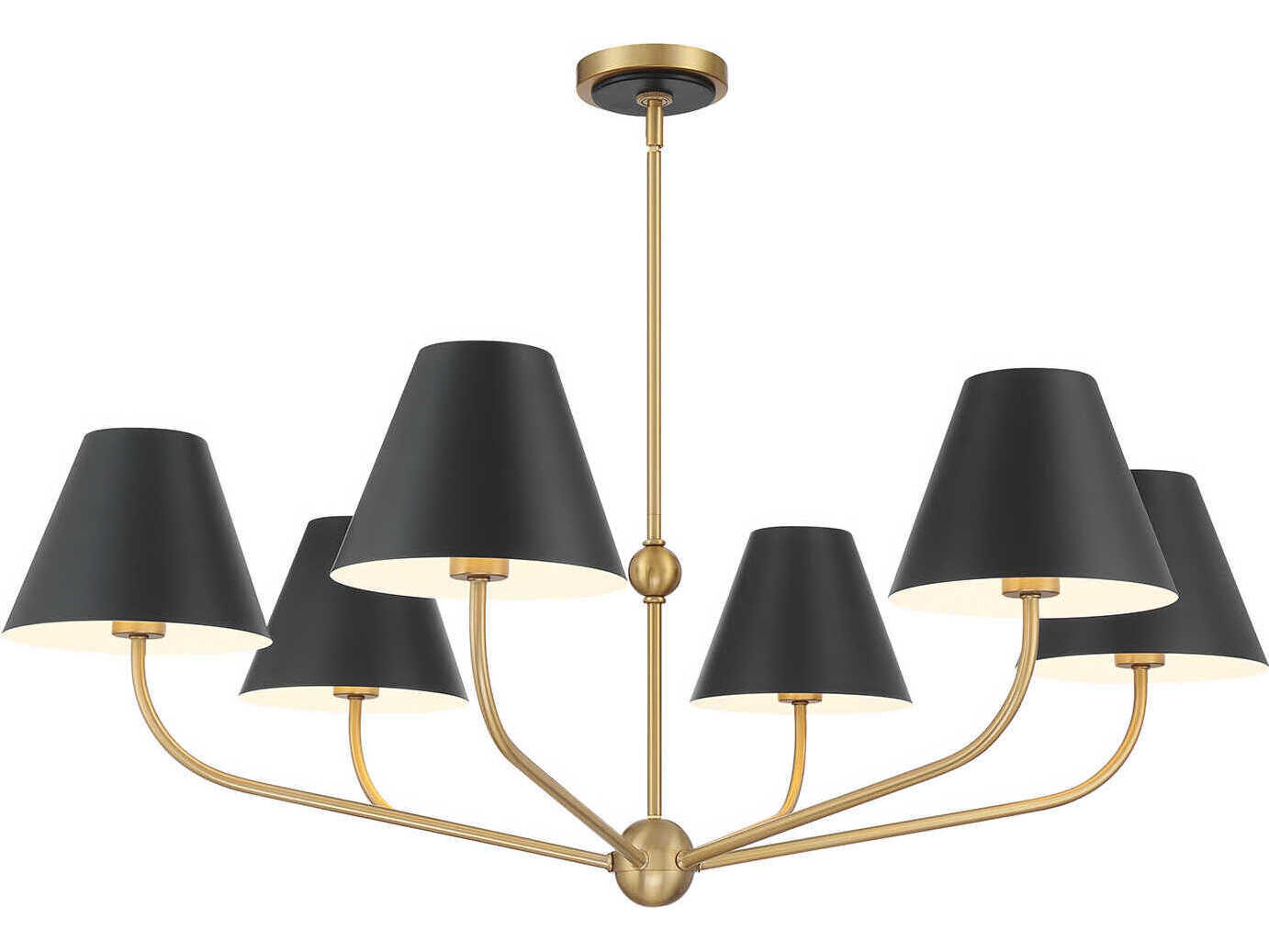 Crystorama Xavier 6-Light Vibrant Gold Matte Black Candelabra Chandelier