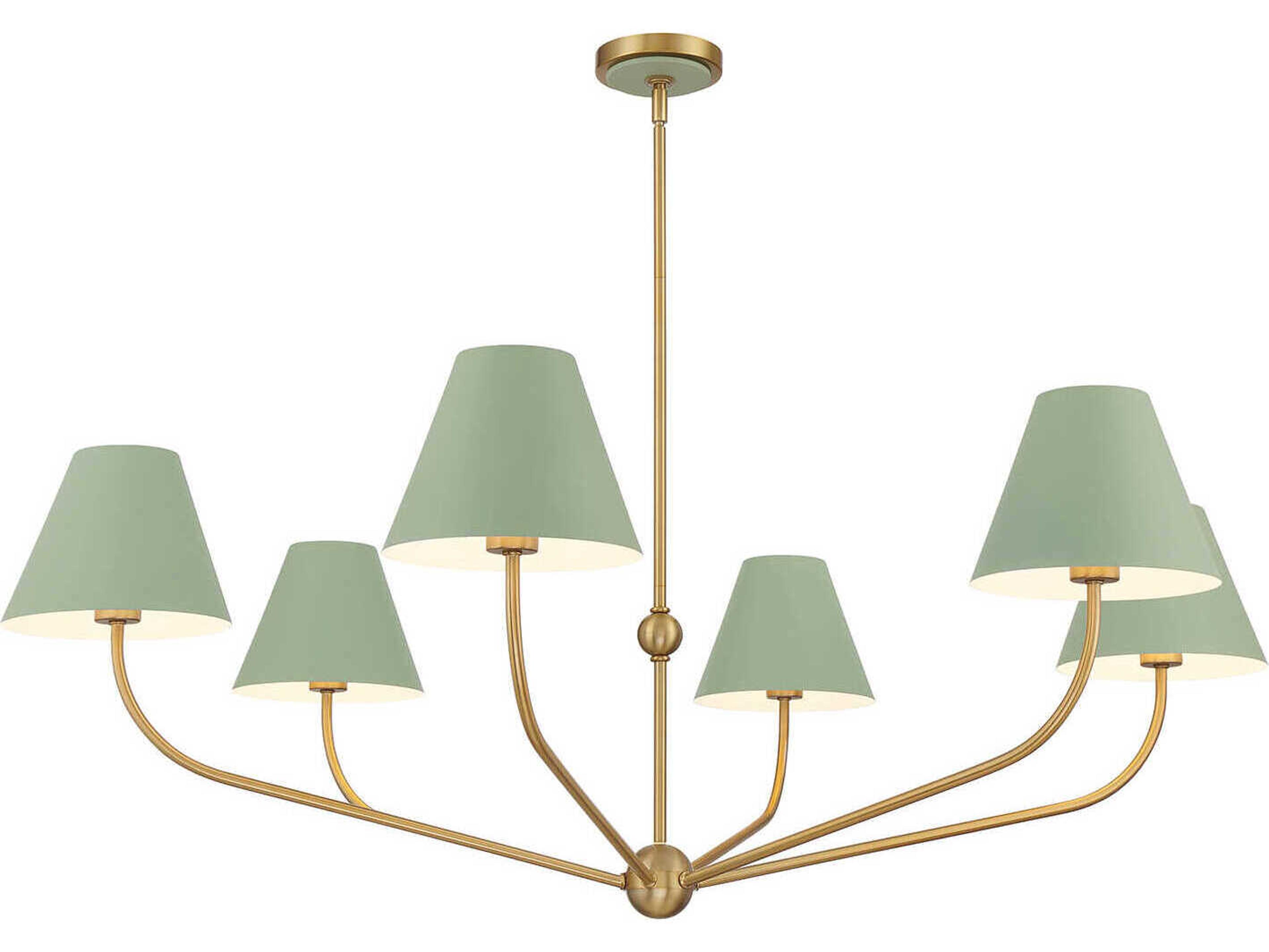 Crystorama Xavier 6-Light Vibrant Gold Green Candelabra Chandelier
