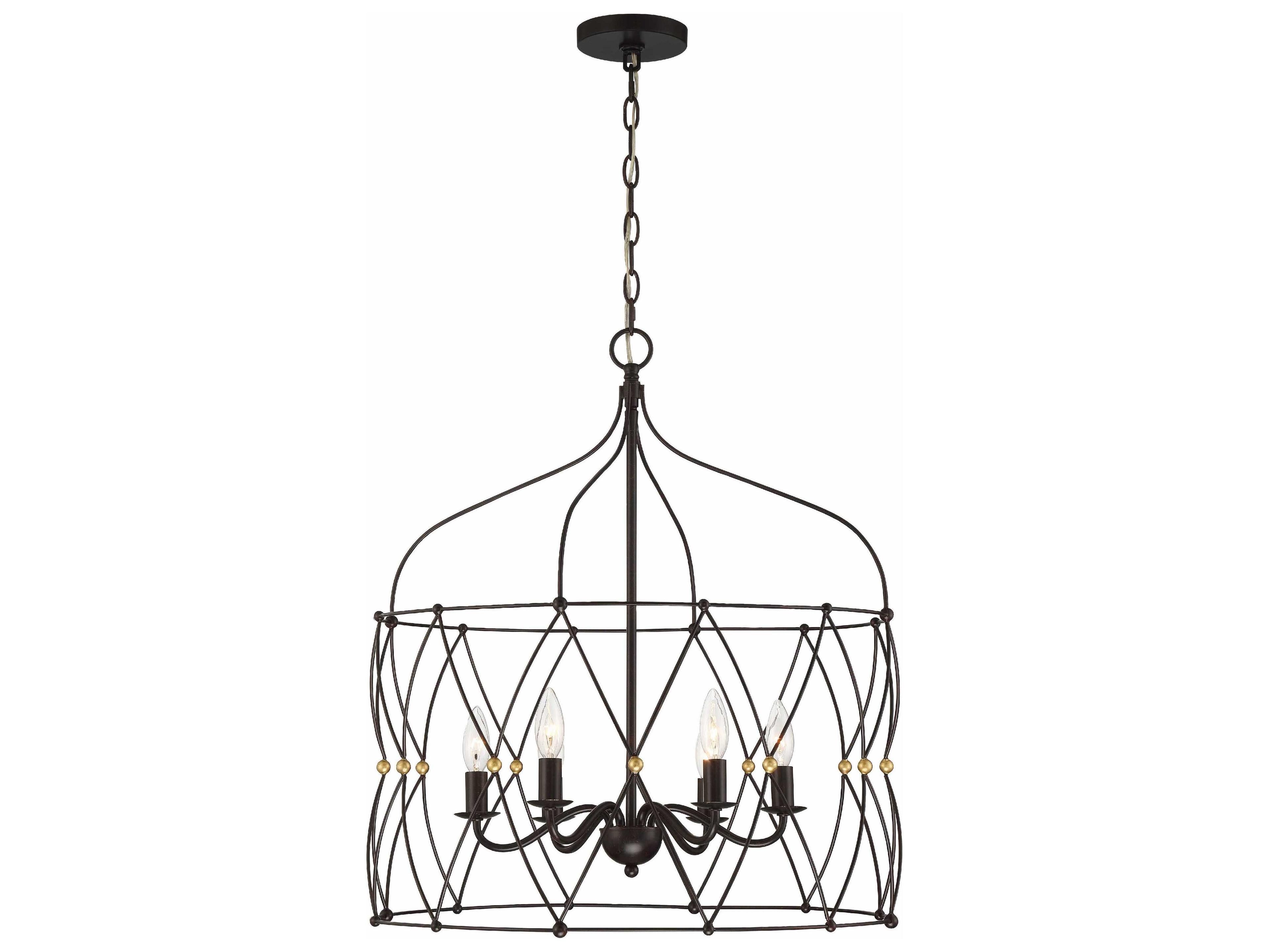 Crystorama Zucca 6-Light English Bronze Antique Gold Candelabra Chandelier