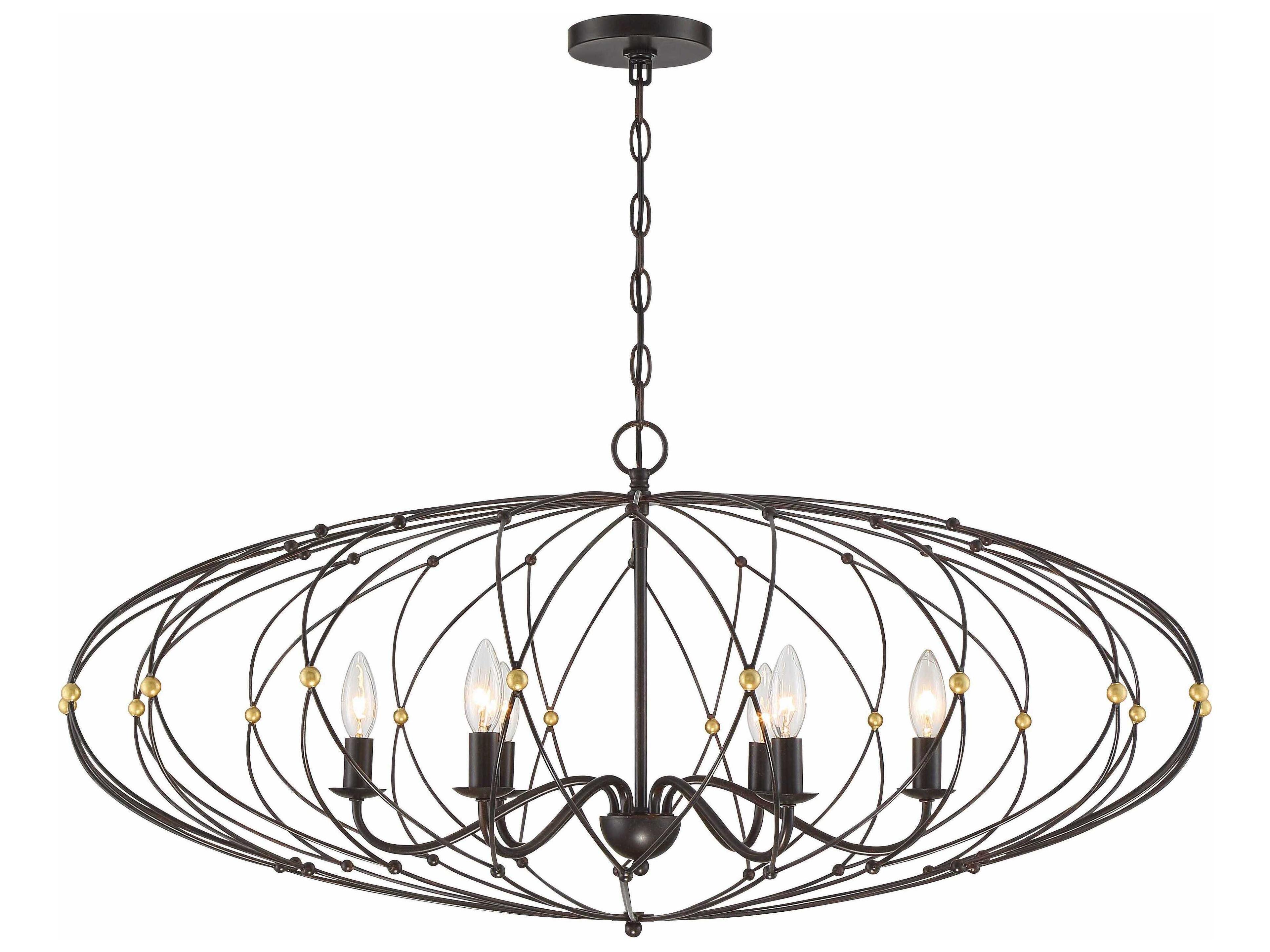 Crystorama Zucca 6-Light English Bronze Antique Gold Candelabra Chandelier