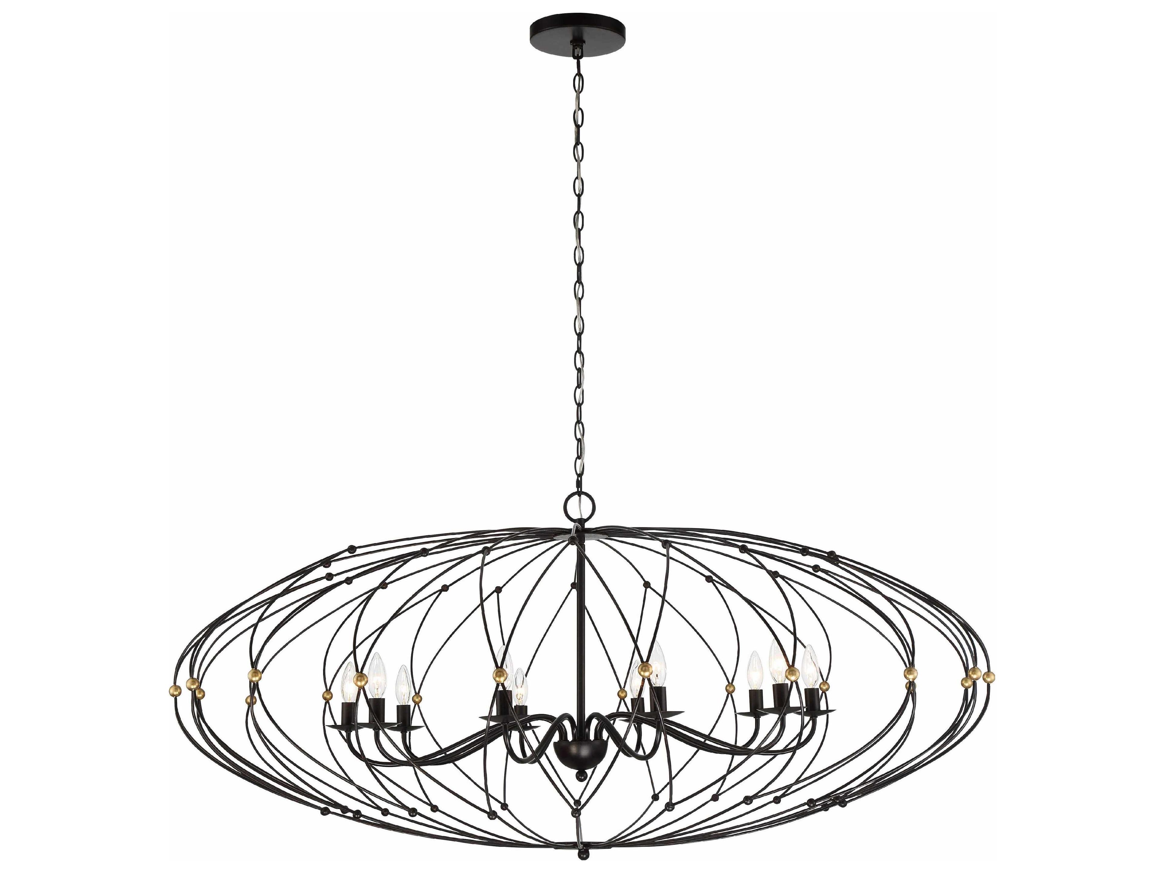 Crystorama Zucca 10-Light English Bronze Antique Gold Geometric Chandelier