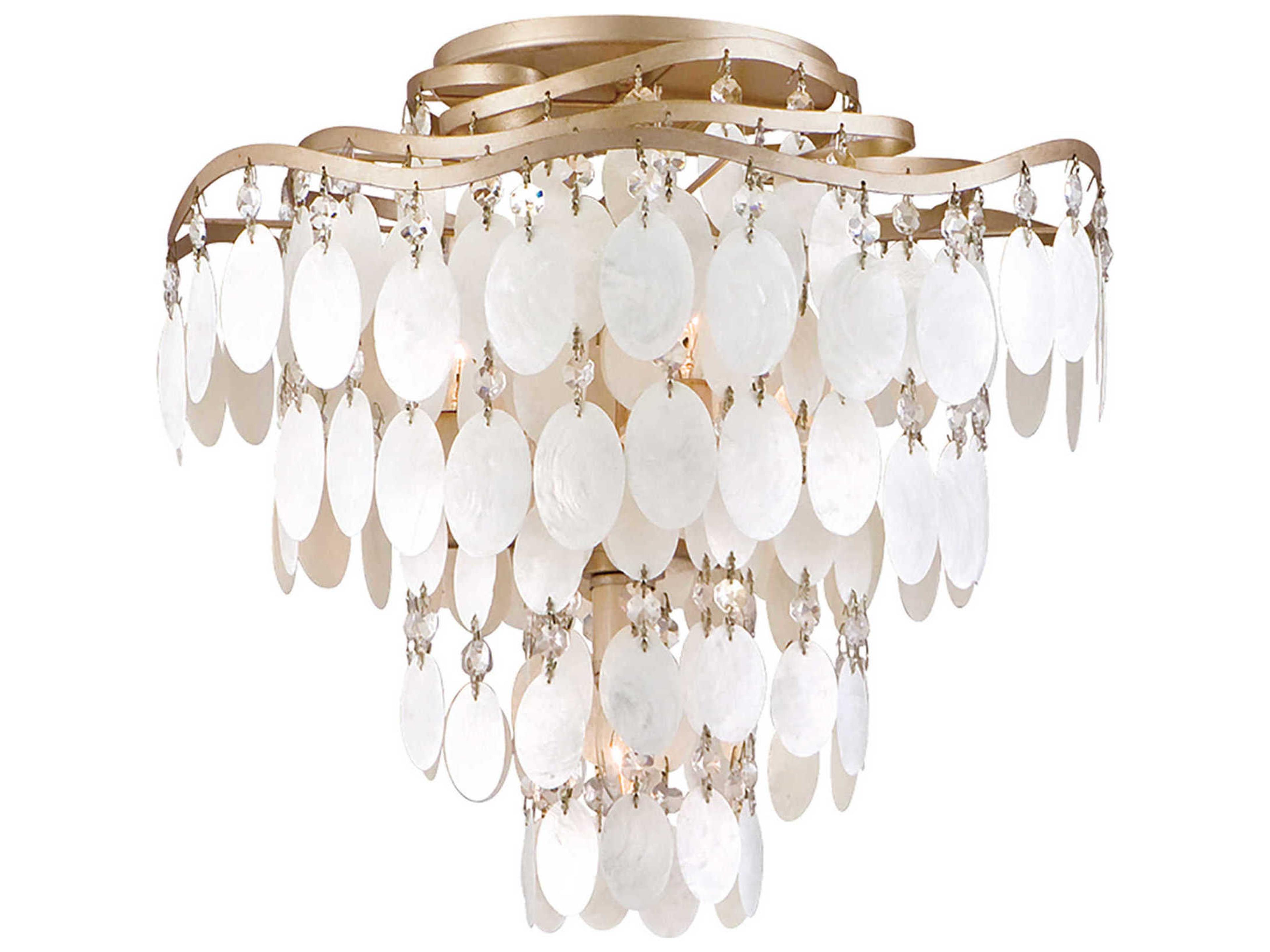 Corbett Lighting Dolce 4-Light Champagne Leaf Gold Crystal Tiered Flush Mount