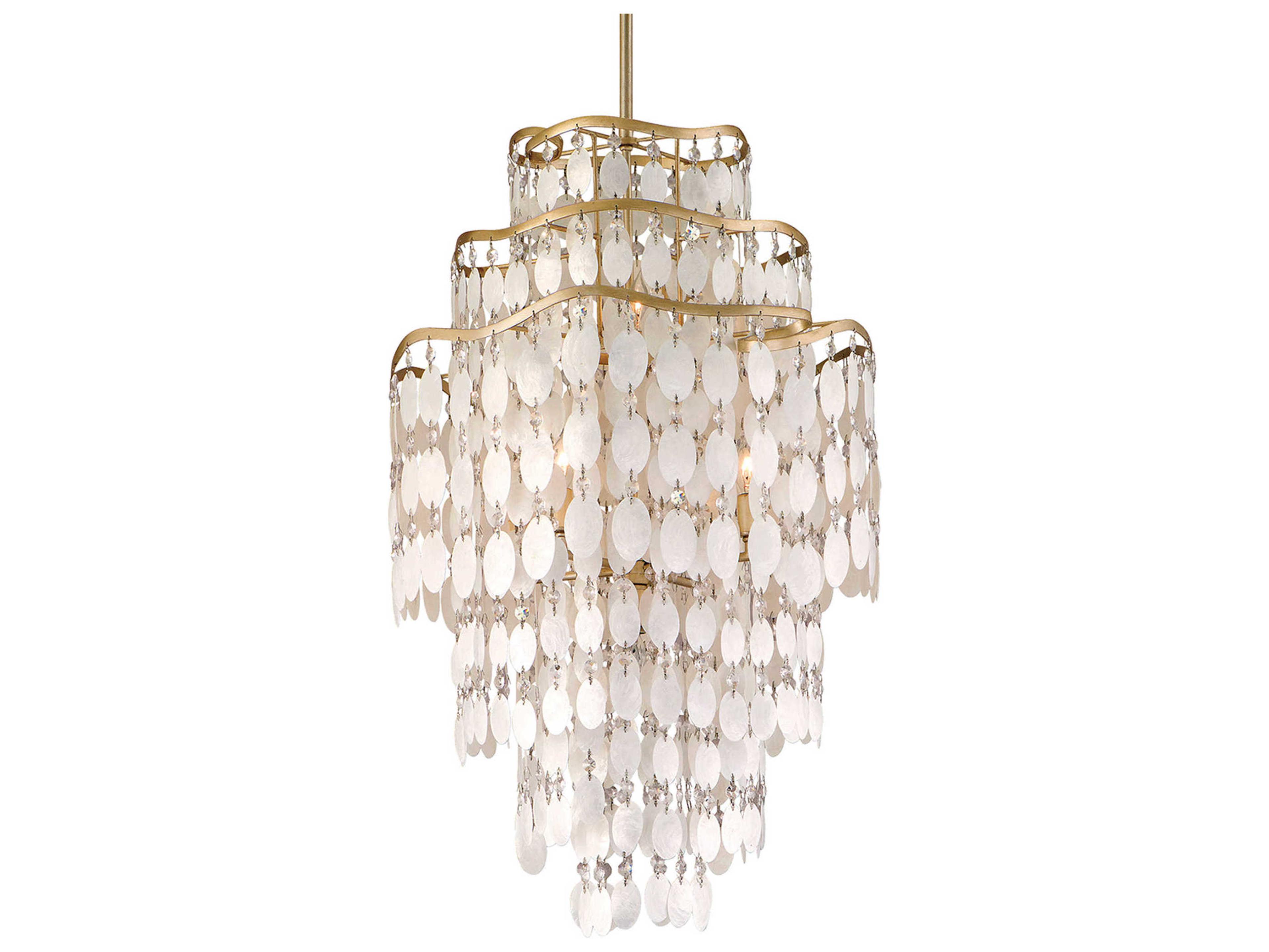 Corbett Lighting Dolce 7-Light Champagne Leaf Gold Crystal Tiered Pendant