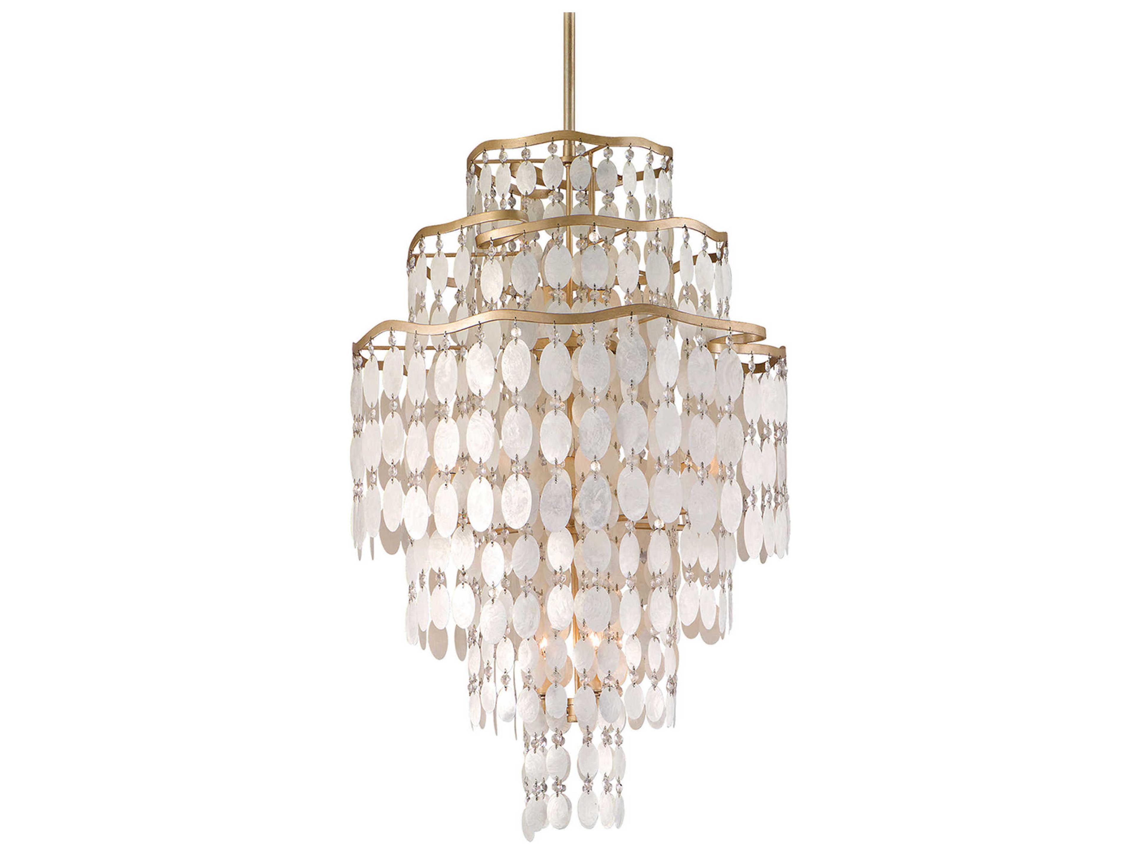 Corbett Lighting Dolce 12-Light Champagne Leaf Gold Crystal Tiered Pendant